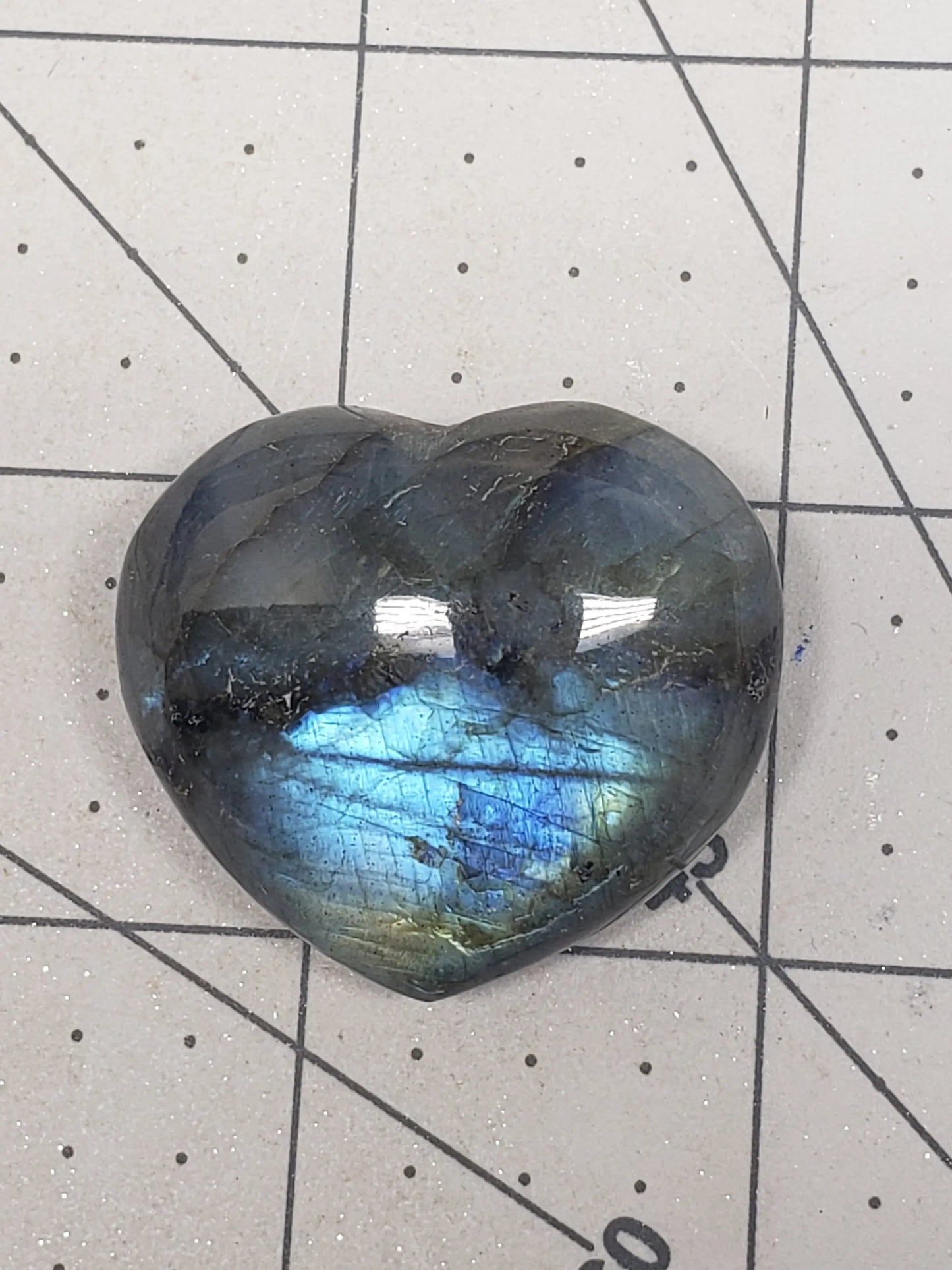 Labradorite Heart (Approx. 1 1/2" wide) Healing Iridescent Blue Feldspar, Flash, Stone for Wire Wrapping HRT-0047 Shop Wholesale Crystals