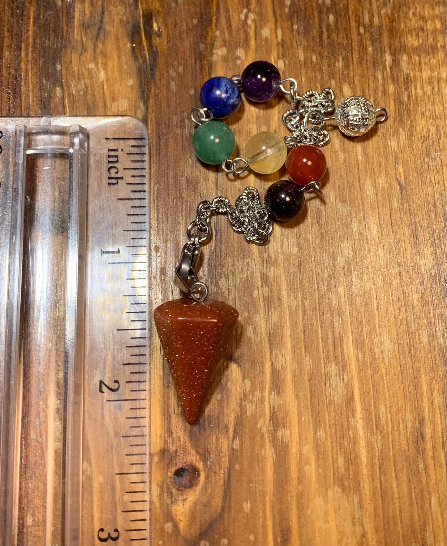 Goldstone Pendulum, Rainbow Beads, Beautiful PND-0003 Shop Wholesale Crystals
