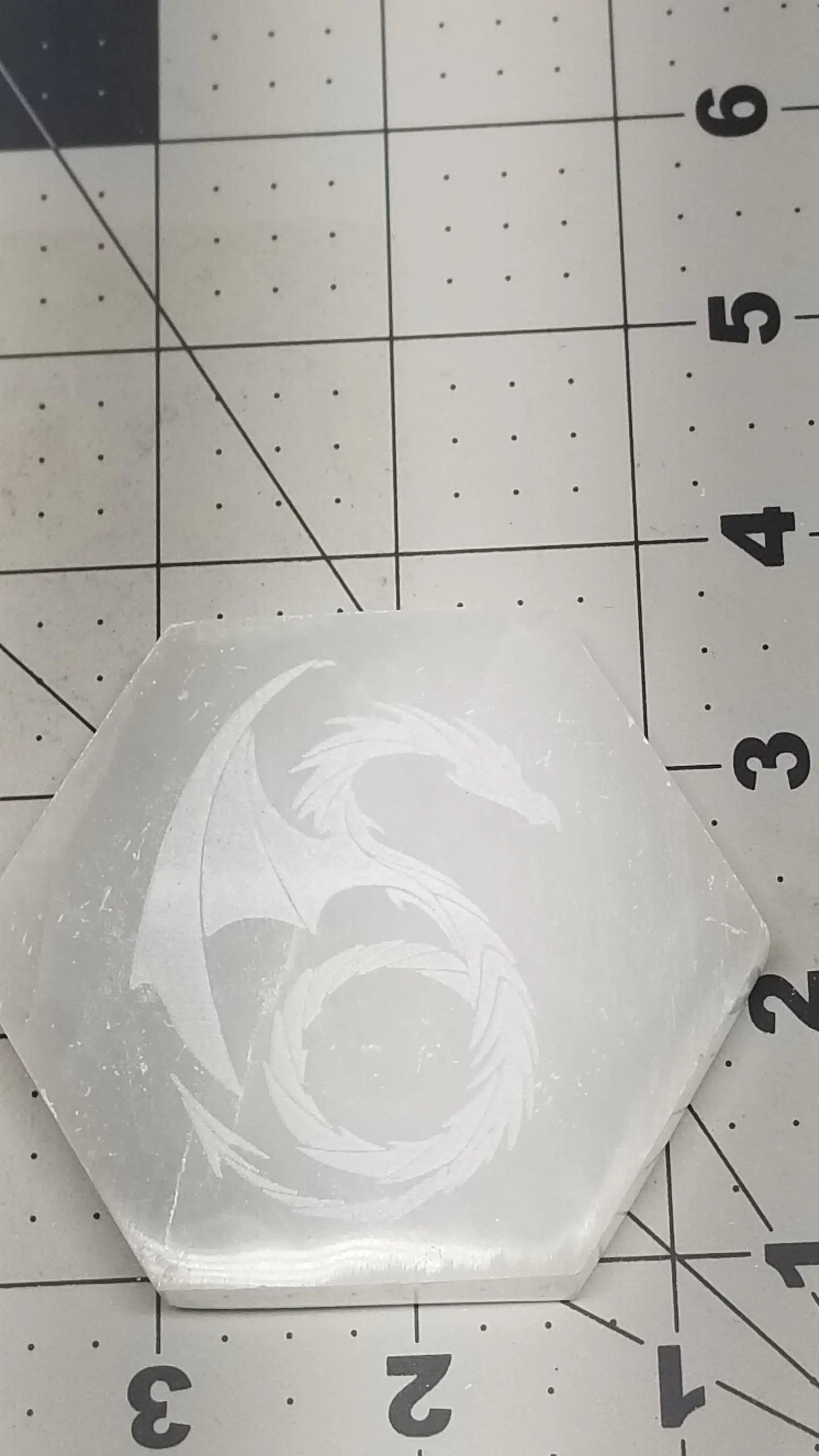 Selenite Carved Square Tile, Dragon Carving (Approx 3 1/4") Crystal Charging Plate, Supply for Grid SEL-0029 Shop Wholesale Crystals