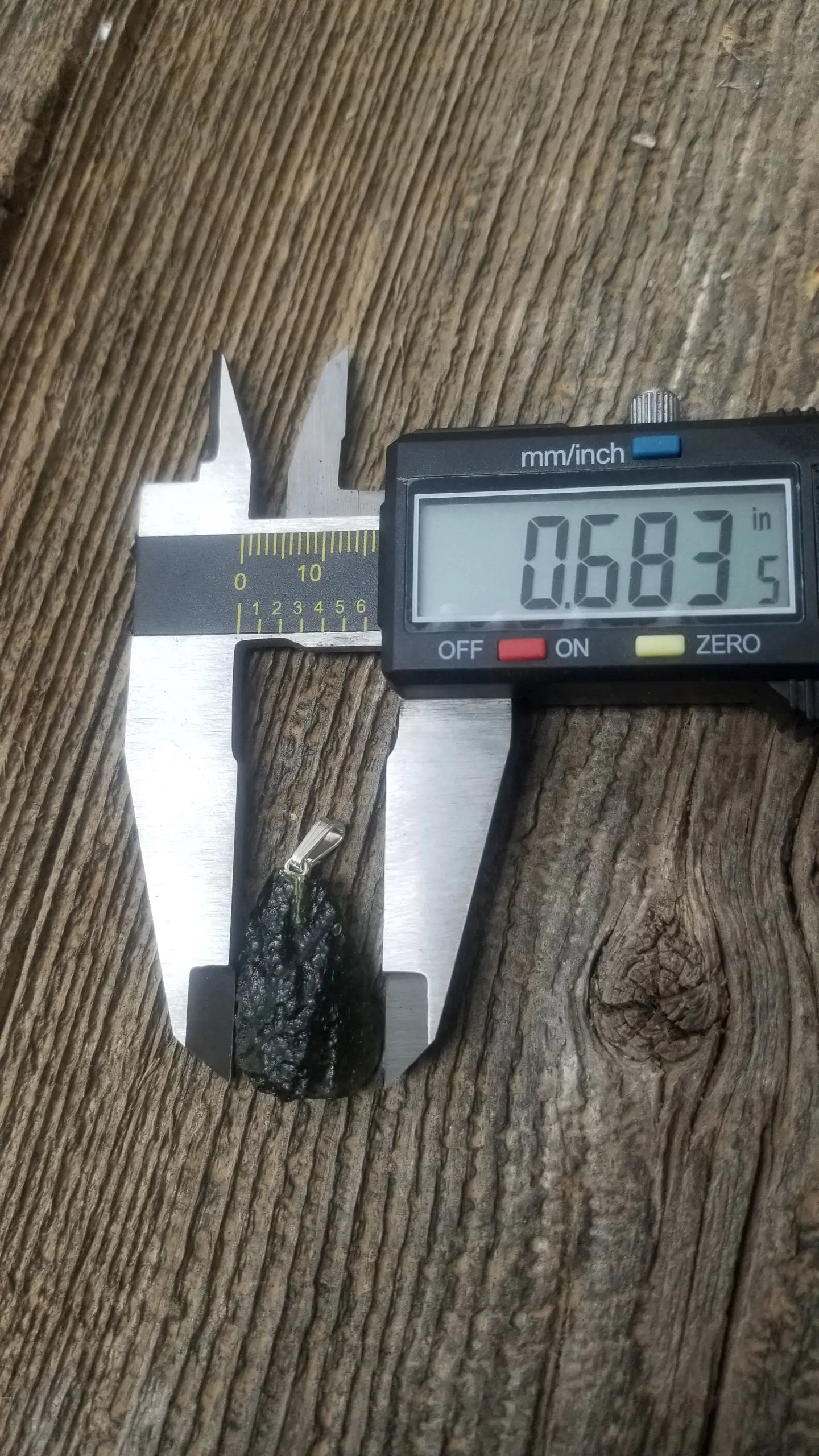 Naturally formed Moldavite from Czech Republic, (3.1gr) One Crystal, Rough, with .925 silver bell MOL-0002 Shop Wholesale Crystals
