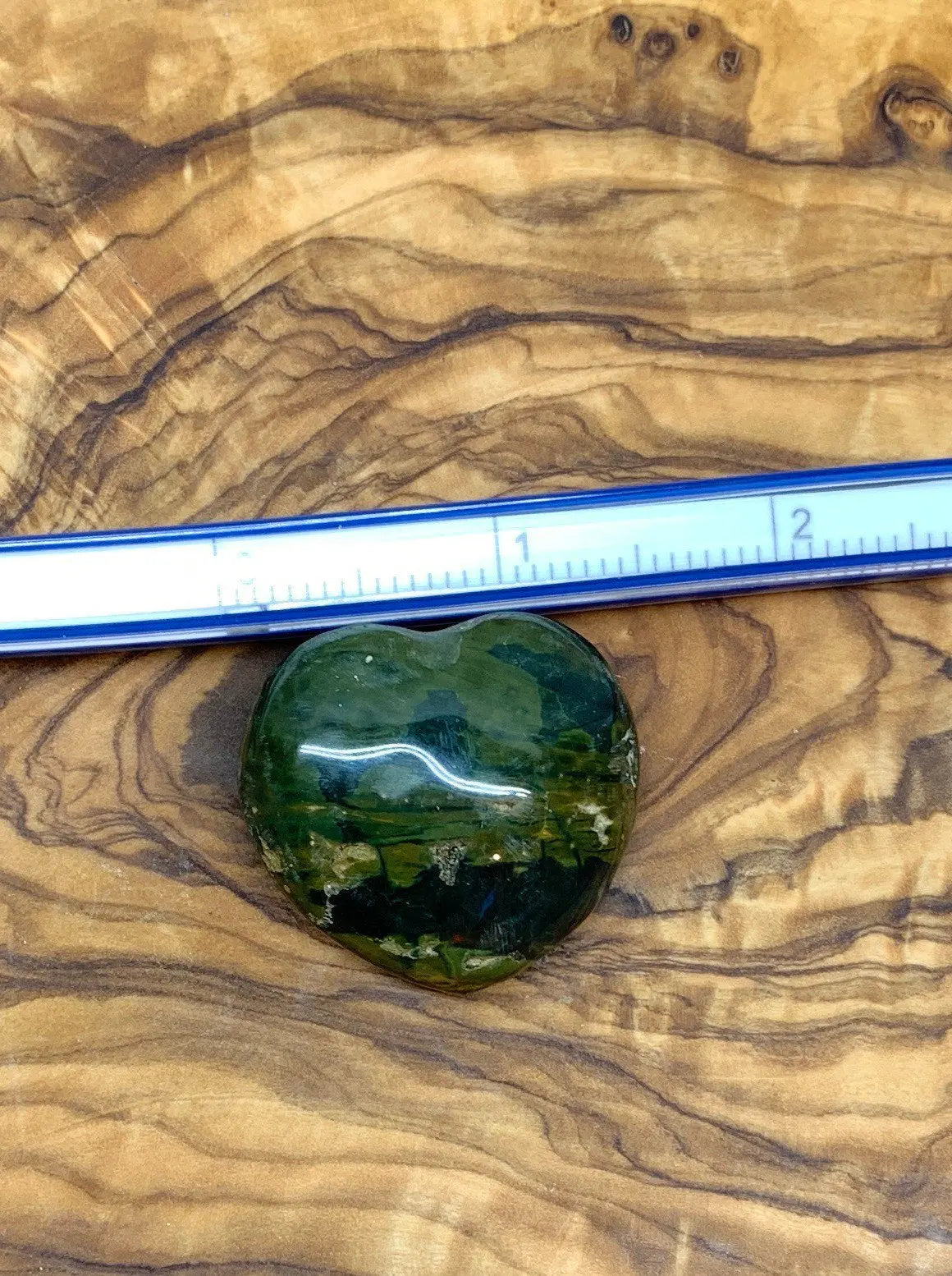 Green Ocean Jasper Heart, Puffy Heart. (Approx 1 1/2”) BIN-0140 Shop Wholesale Crystals