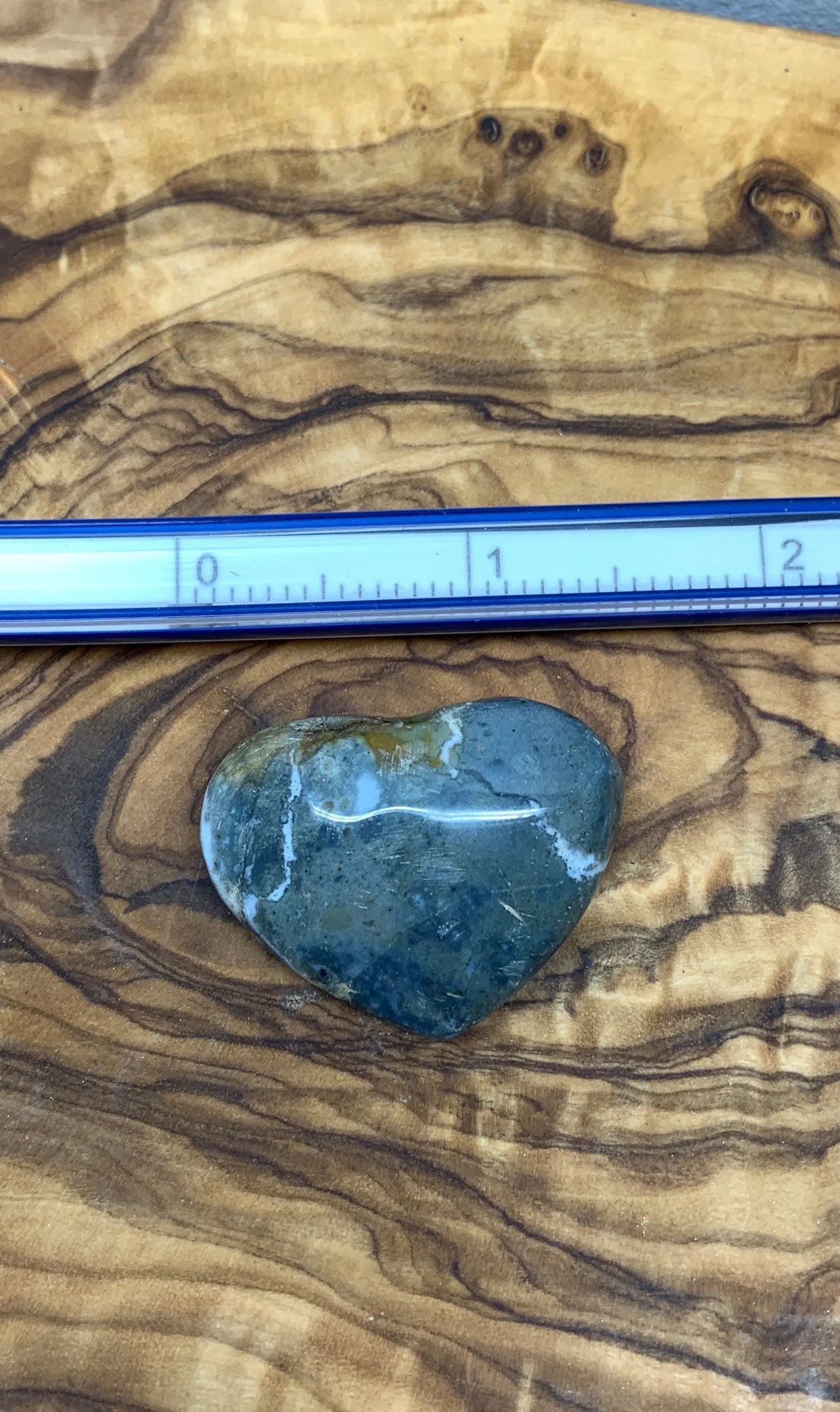 Grey Ocean Jasper Heart, Puffy Heart (Approx 1 1/2”) BIN-0104 Shop Wholesale Crystals