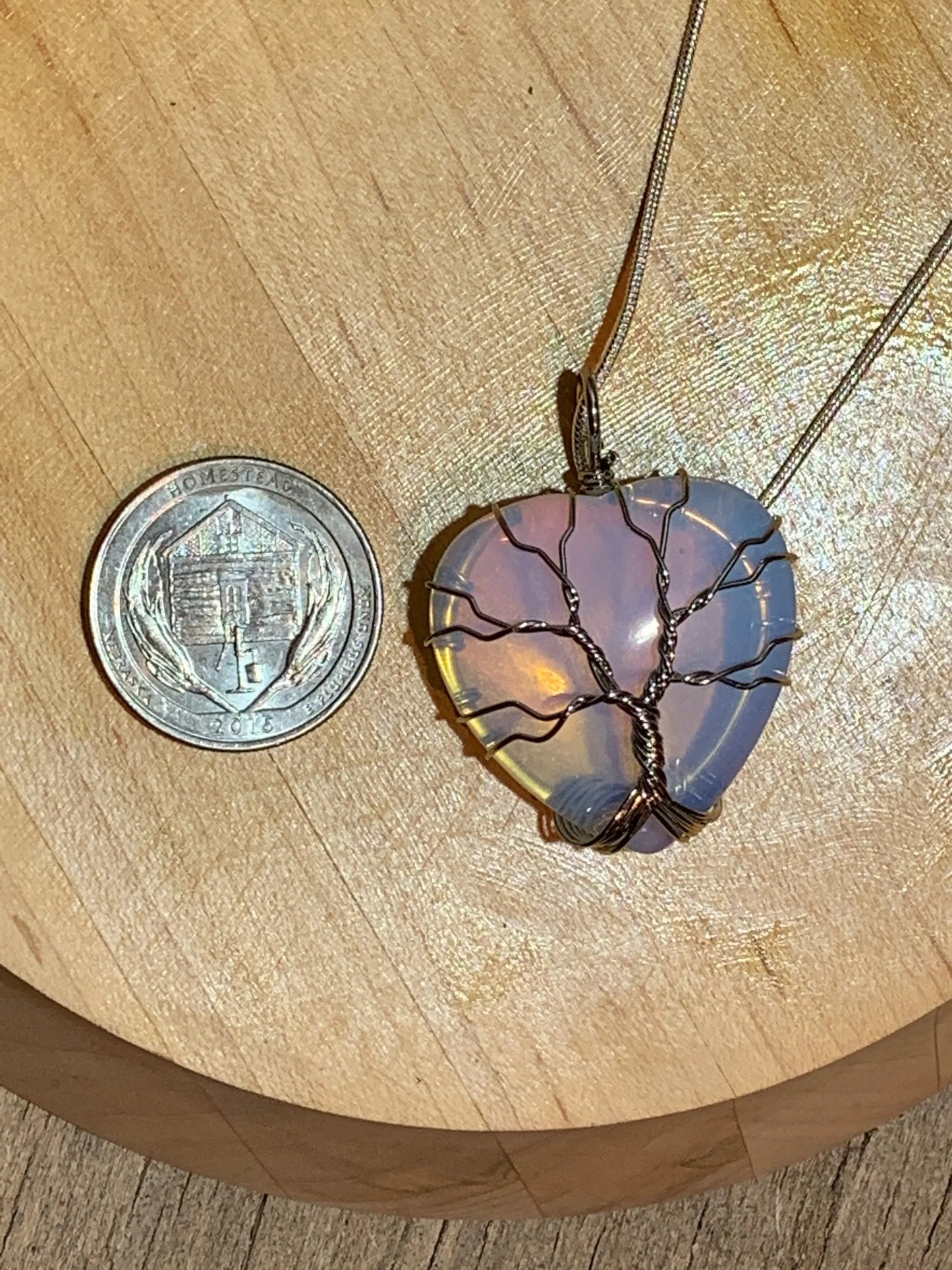 Opalite Heart Wire Wrapped Necklace NCK-0240 Shop Wholesale Crystals