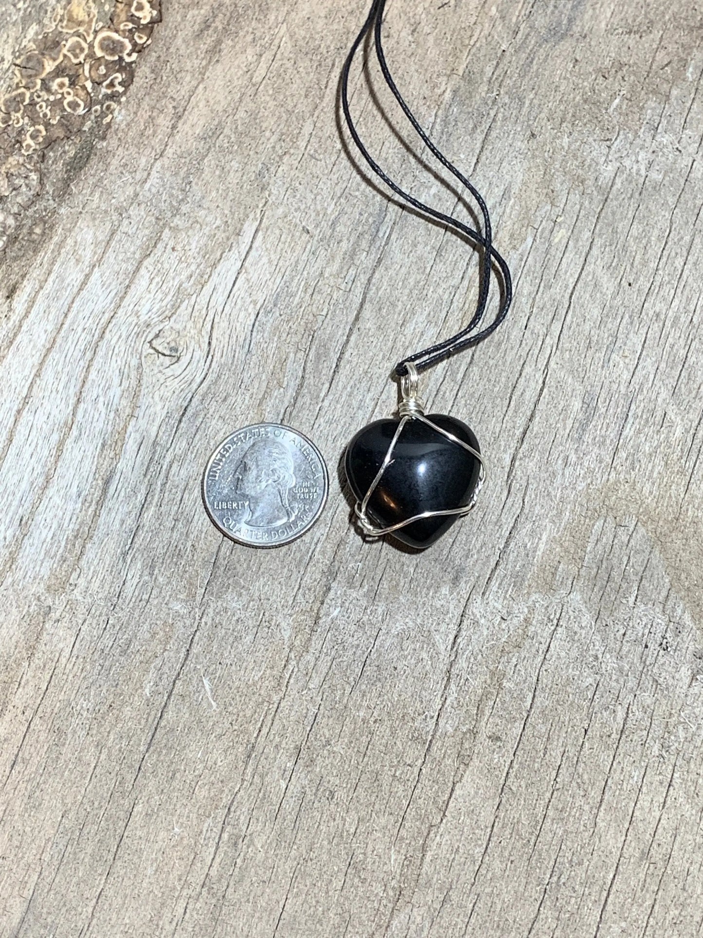 Obsidian Wire Wrapped Heart Necklace NCK-0099 Shop Wholesale Crystals