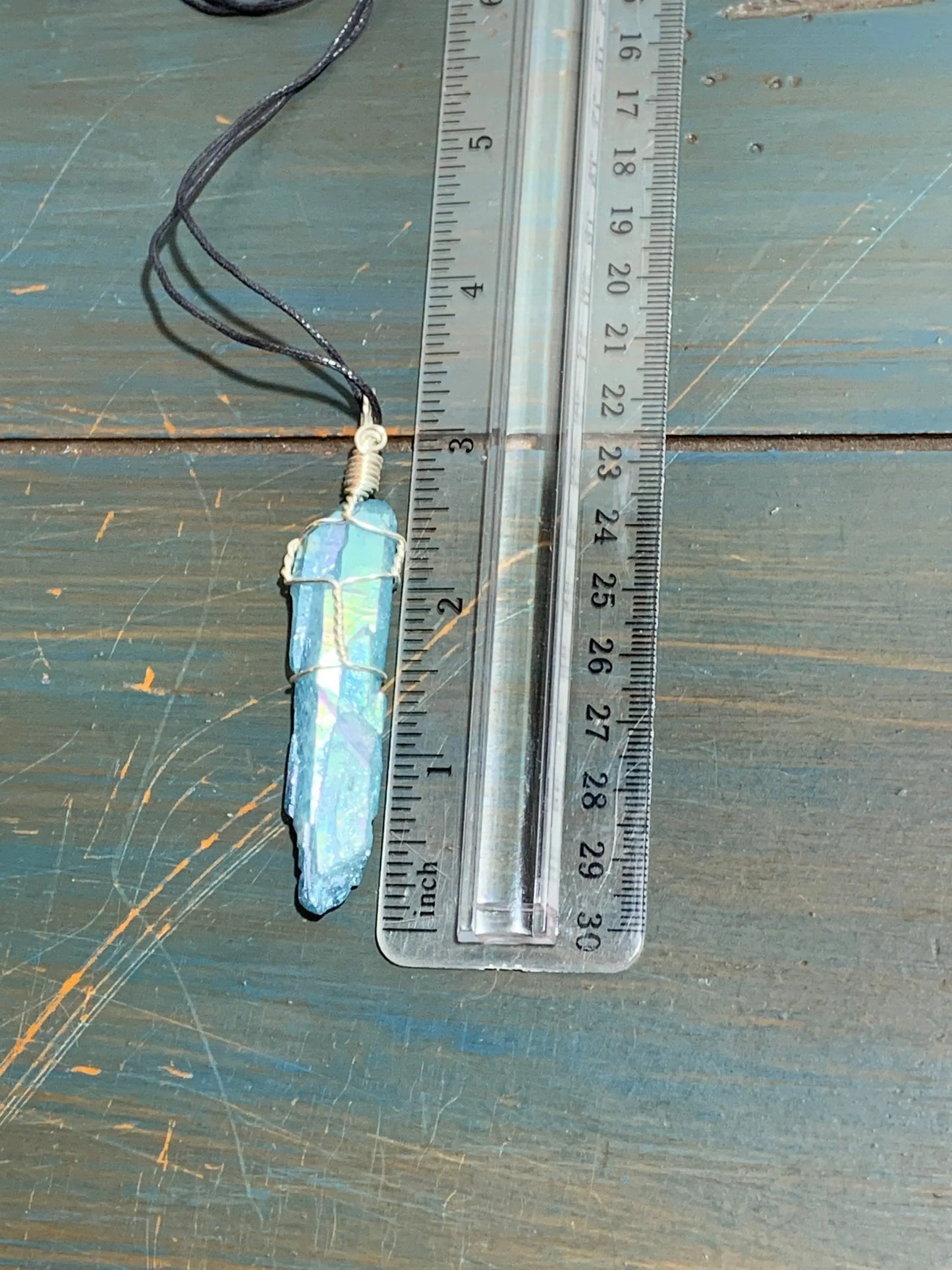 Aqua Aura Wire Wrapped Necklace NCK-0092 Shop Wholesale Crystals