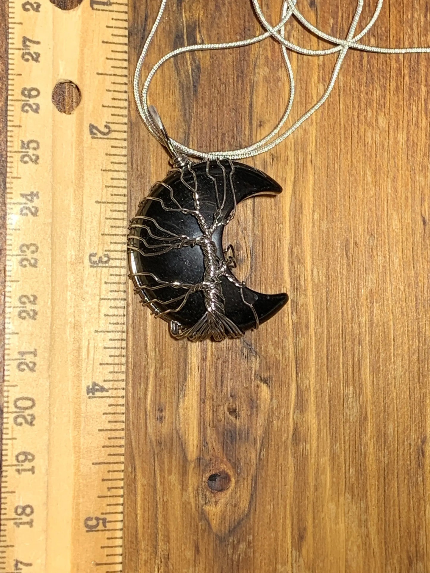 Obsidian Moon Wire Wrapped Necklace NCK-0259 Shop Wholesale Crystals