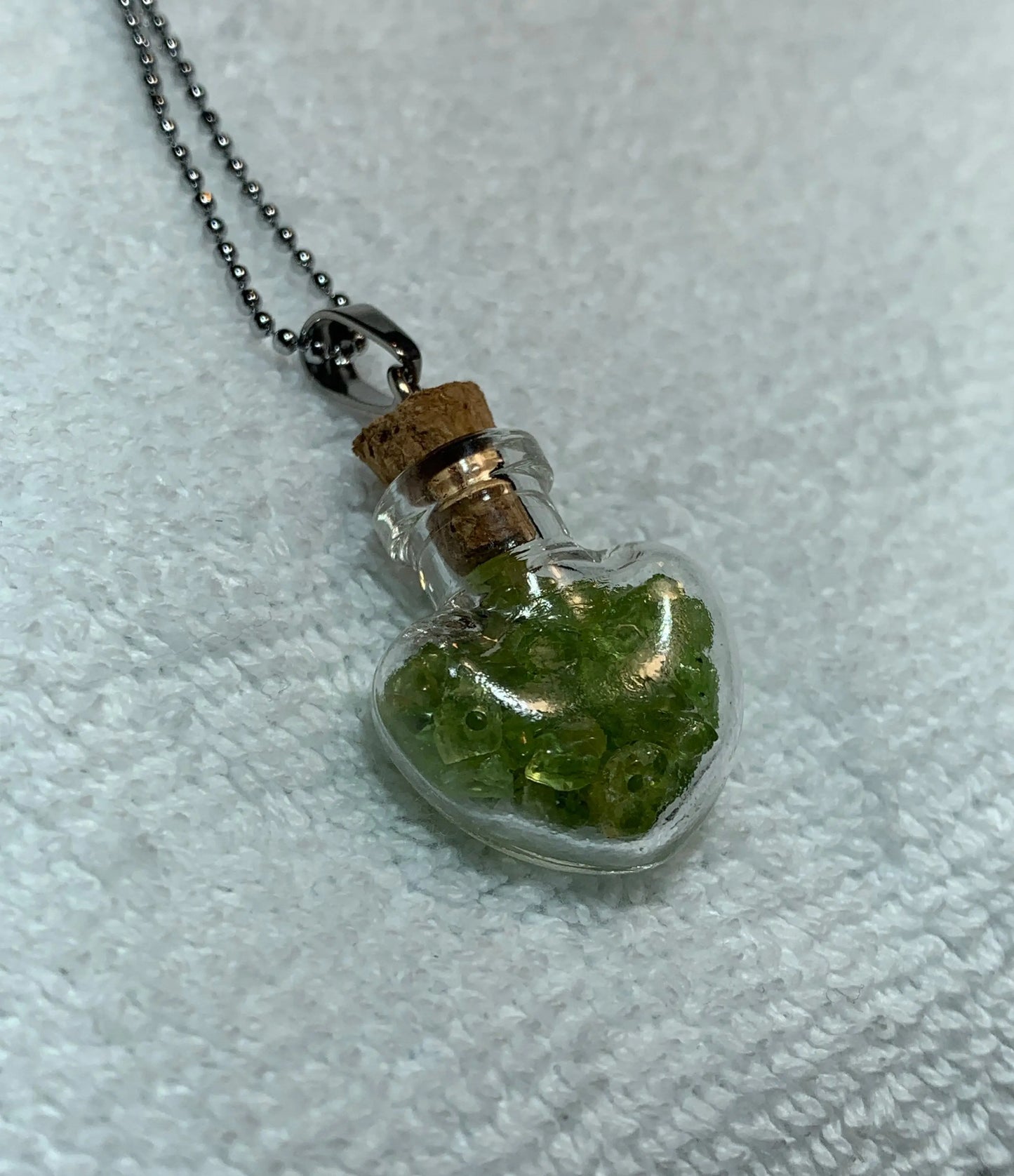 Peridot In A Heart Bottle Necklace NCK-0298 Shop Wholesale Crystals