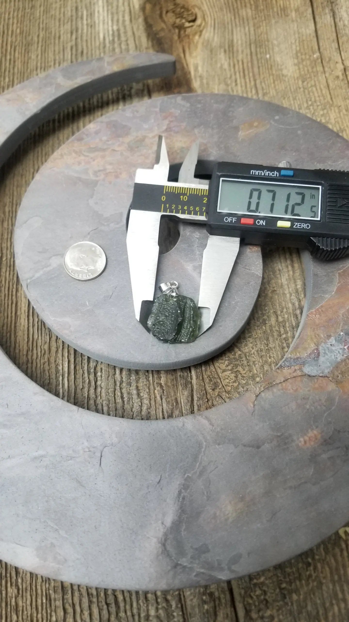 Naturally formed Moldavite from Czech Republic, (3.6gr) One Crystal, Rough, with .925 silver bell MOL-0008 Shop Wholesale Crystals