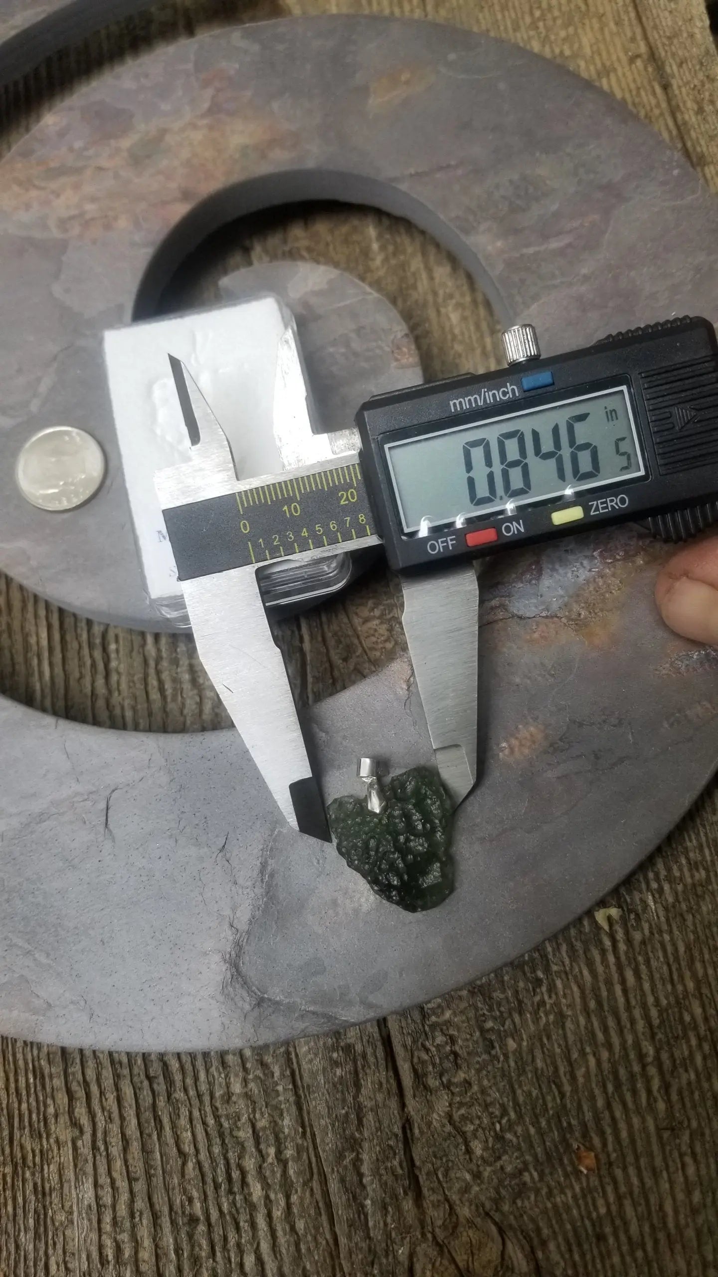 Naturally formed Moldavite from Czech Republic, (3.5gr) One Crystal, Rough, with .925 silver bell MOL-0007 Shop Wholesale Crystals