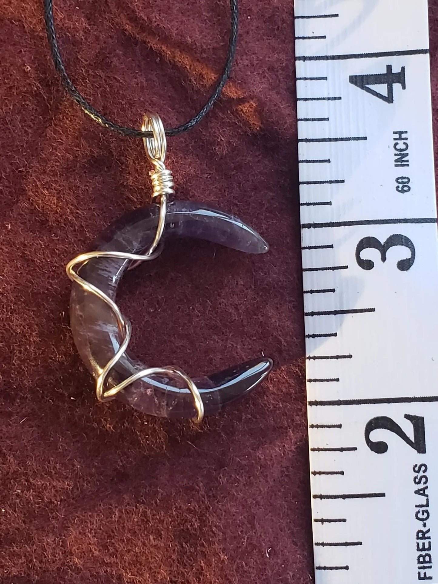 Amethyst Wire Wrapped Moon Necklace, Hand Made 1102 Shop Wholesale Crystals