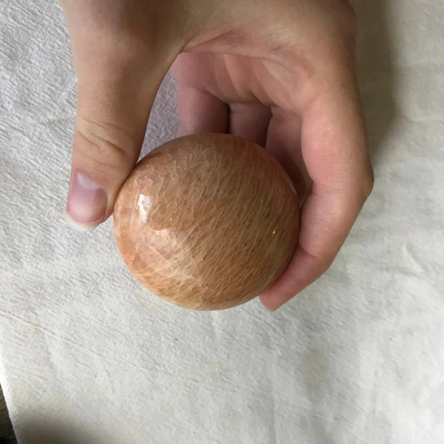 Peach Moonstone Palm Stone, 2 1/5" x 2" Stone to Help Emotional Support, Generosity, Crystal Grid Wire Wrapping or Craft Supply PLM-045 Shop Wholesale Crystals