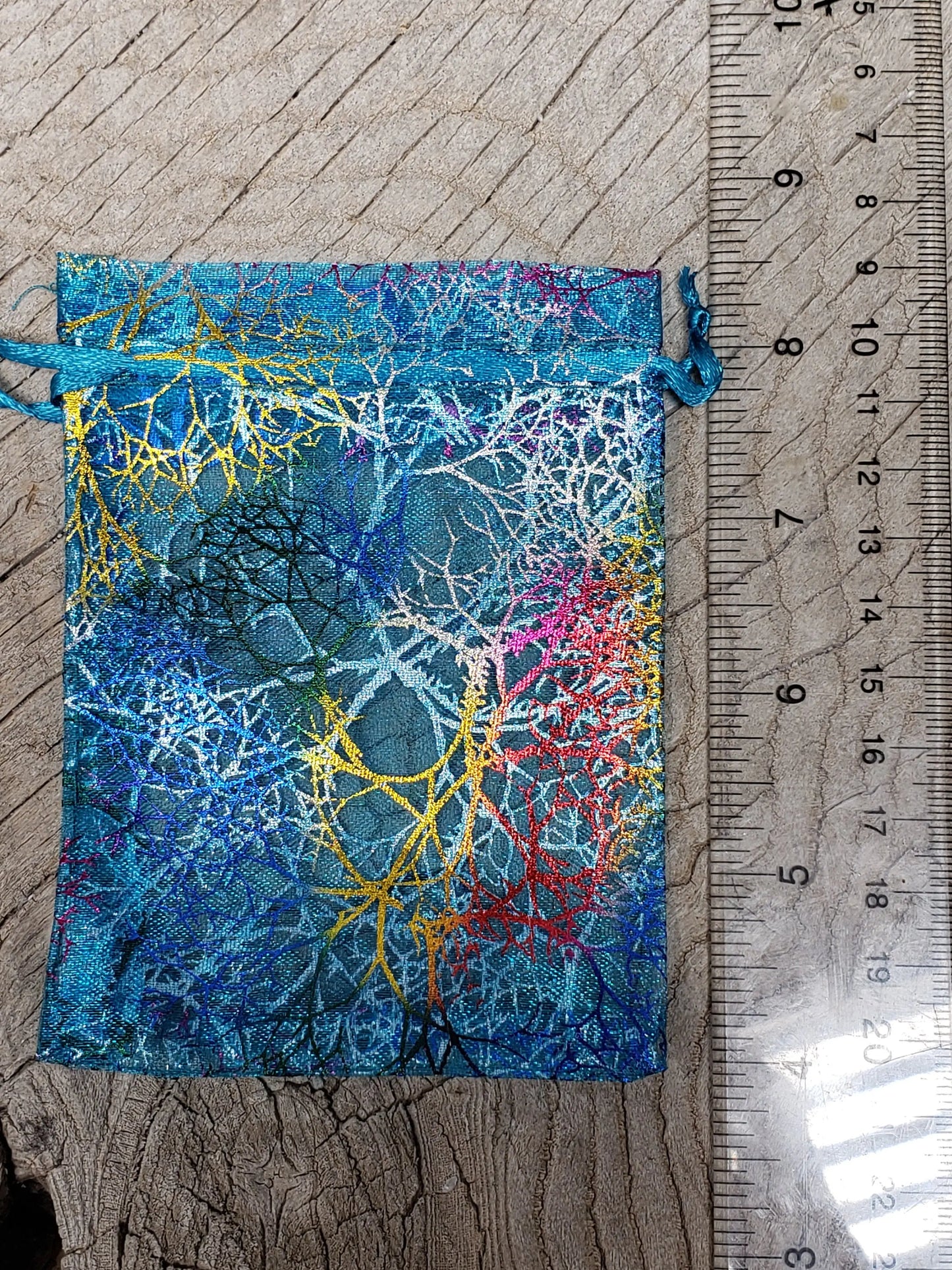 Rainbow Tree Organza Drawstring Bag, Aqua Blue, DIY, Beautiful, Crystal Collecting (Approx. 4 1/2" x 3 3/8") BAG-0007 Shop Wholesale Crystals