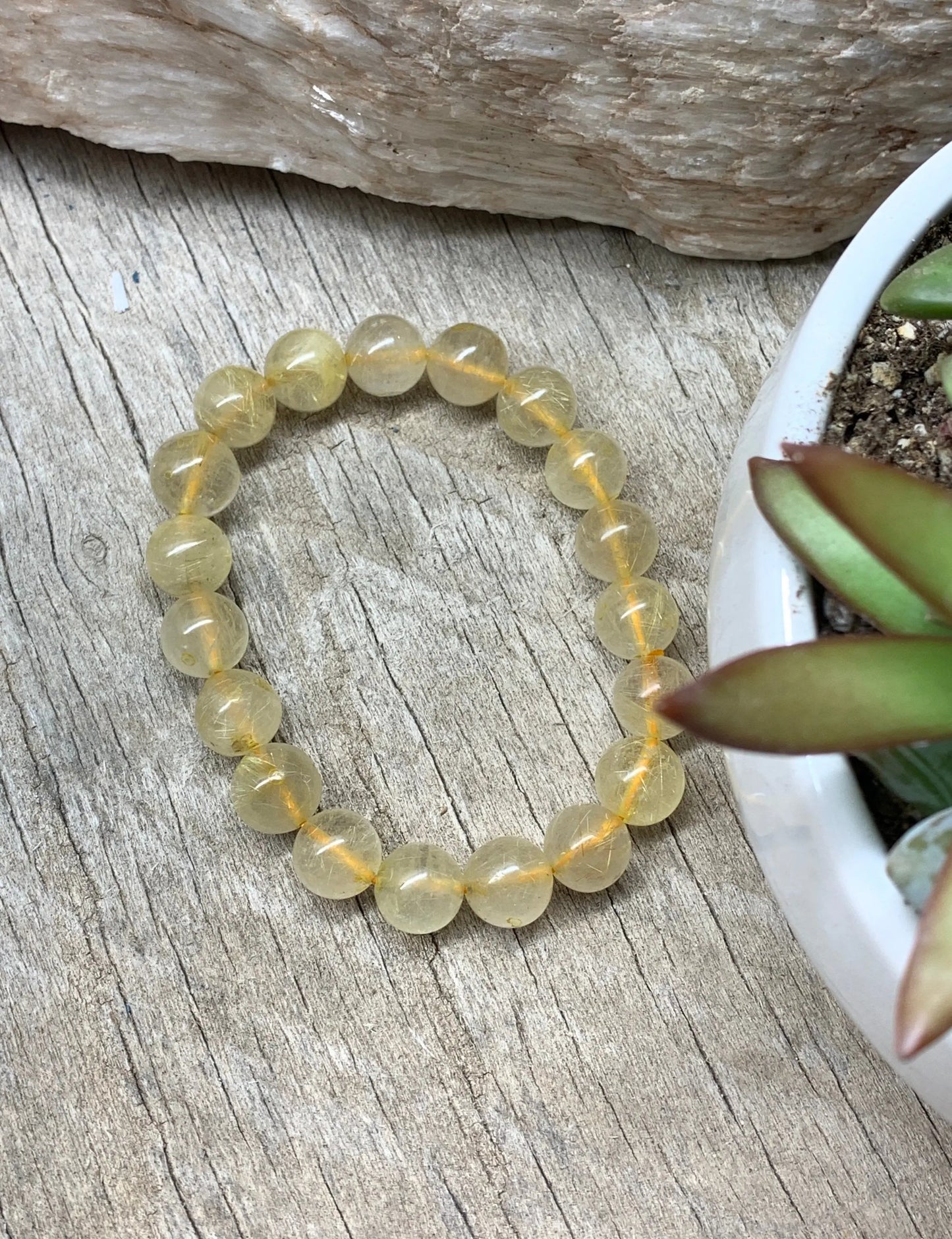 Golden Rutile Quartz Bracelet 10mm Beads BRC-0089 Shop Wholesale Crystals