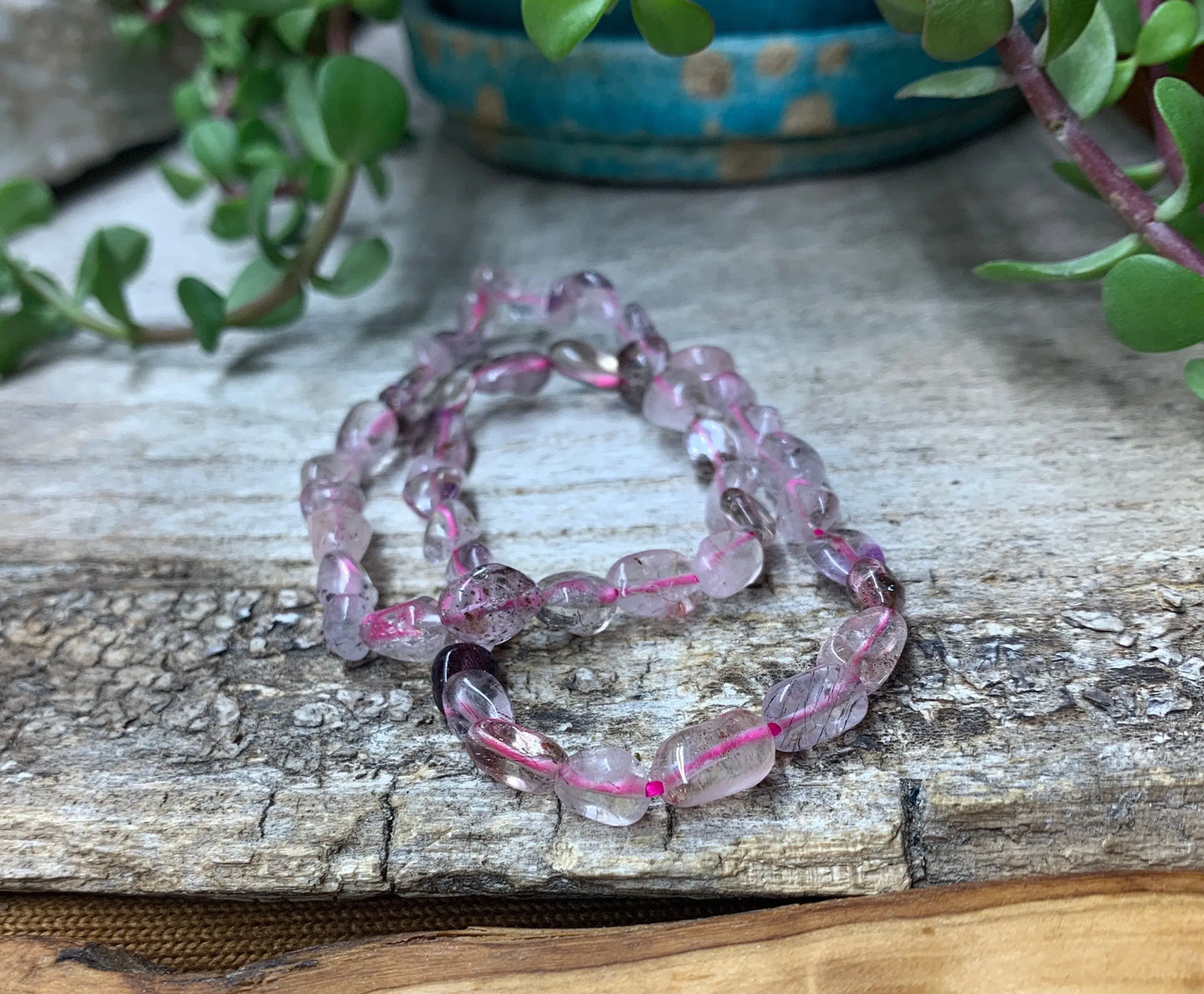 Tourmalinated Quartz Pebble Bracelet BRC-0074 Shop Wholesale Crystals