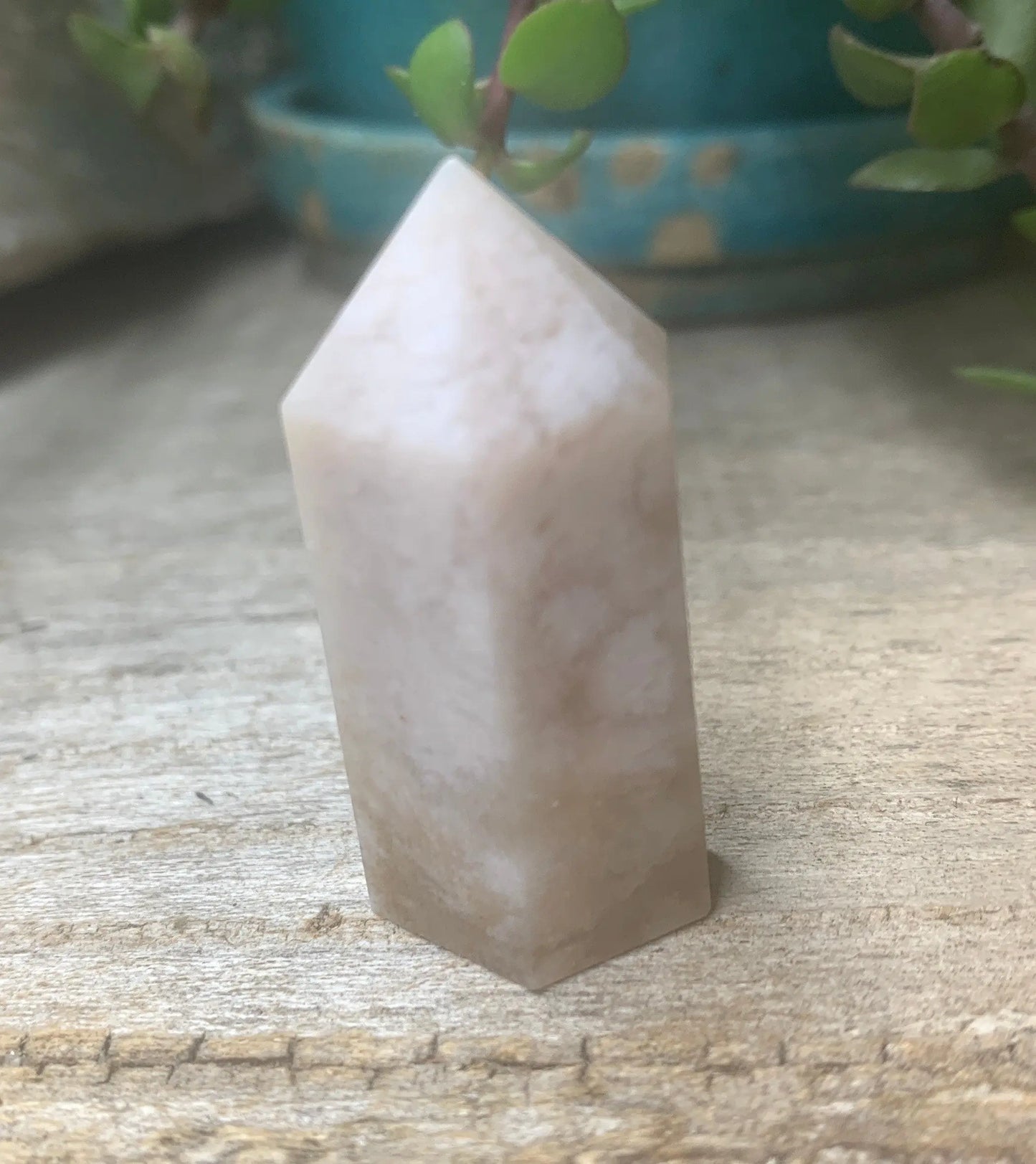 Flower Agate Obelisk, Peach Blossom Agate Stone. OBL-0296 Shop Wholesale Crystals