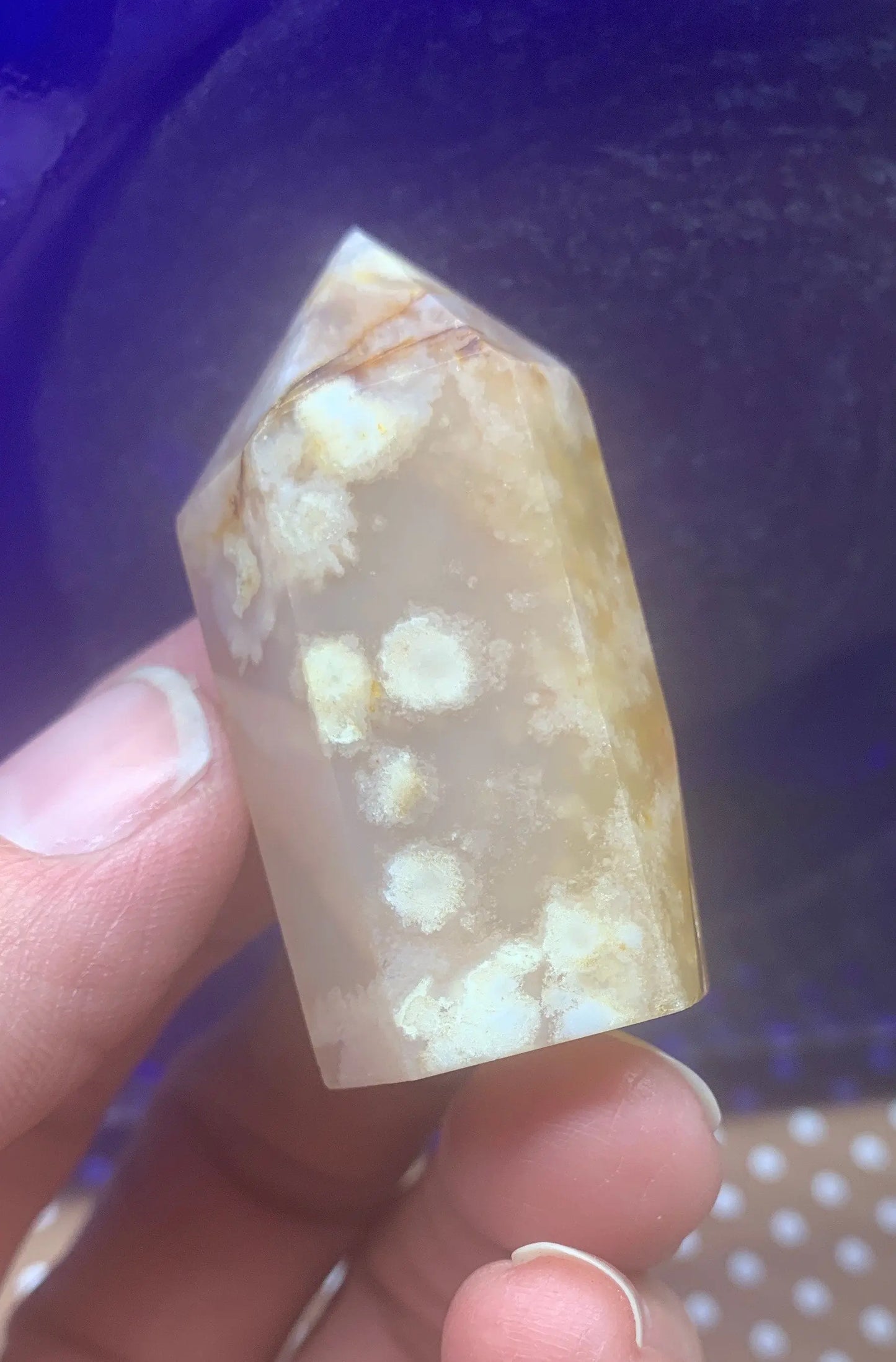 Flower Agate Obelisk, Peach Blossom Agate Stone. OBL-0311 Shop Wholesale Crystals