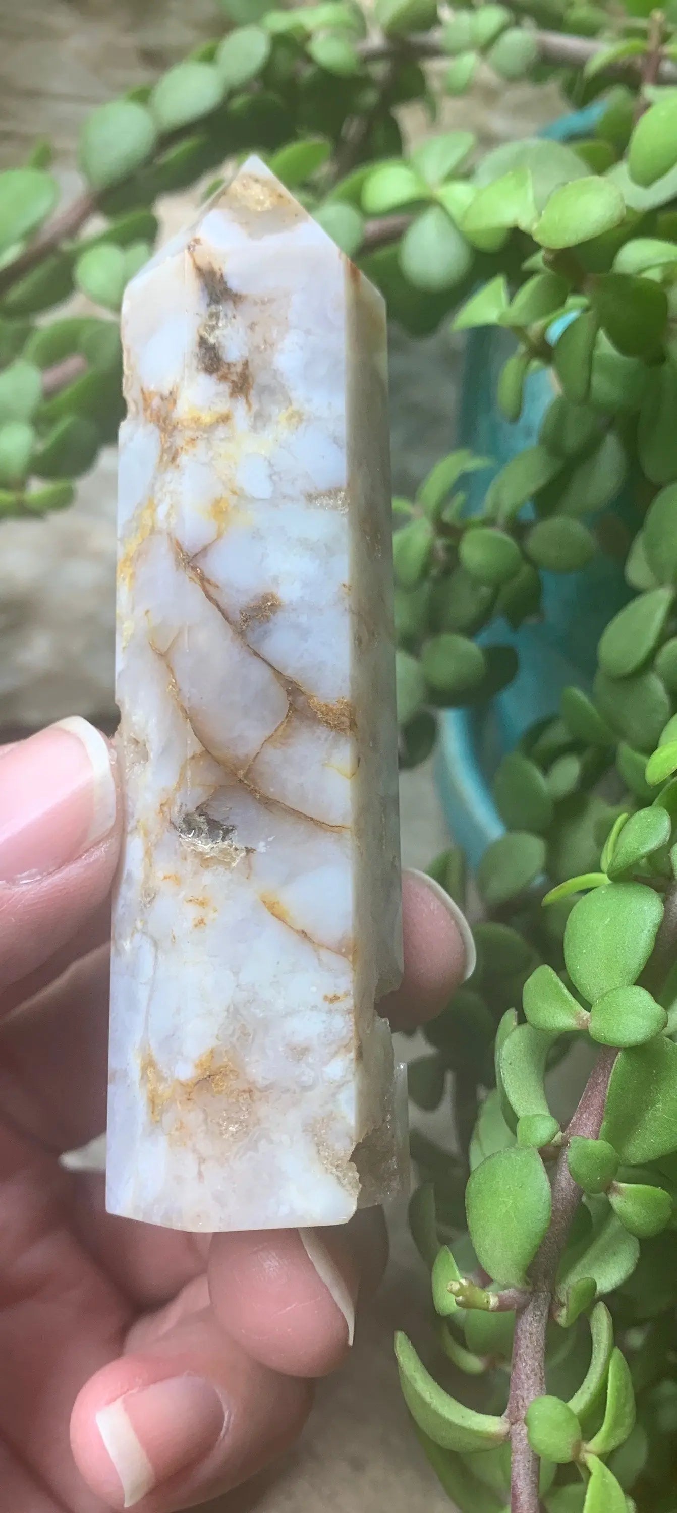 Flower Agate Obelisk, Peach Blossom Agate Stone. OBL-0310 Shop Wholesale Crystals