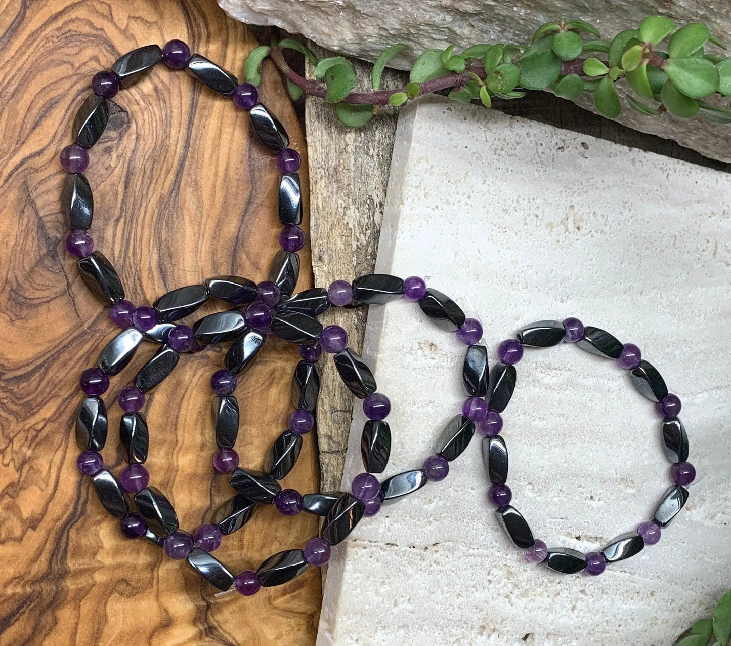 Amethyst Hematite Bracelet BRC-0088 Shop Wholesale Crystals
