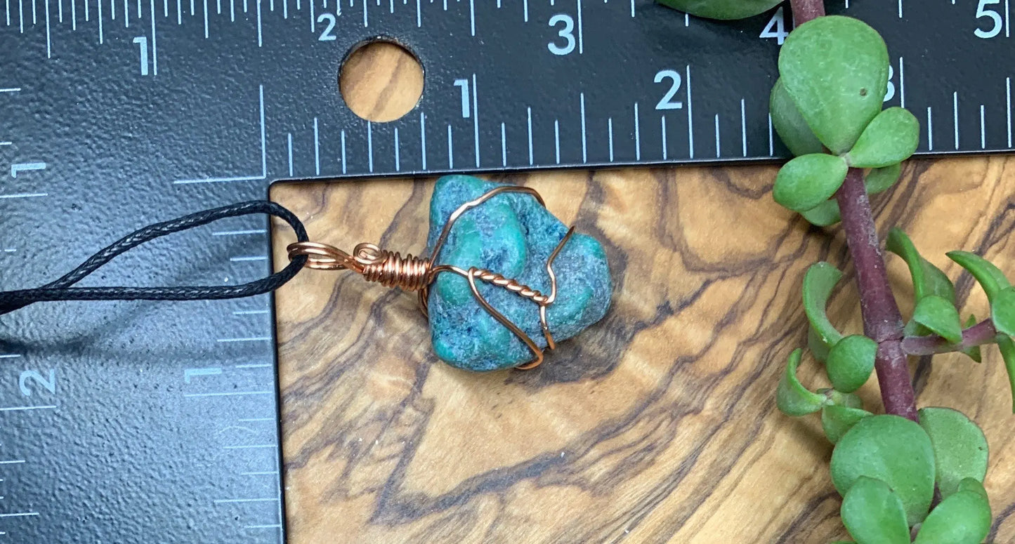 Turquoise Wire Wrapped Necklace, hand made, copper wire HOT-0576 Shop Wholesale Crystals