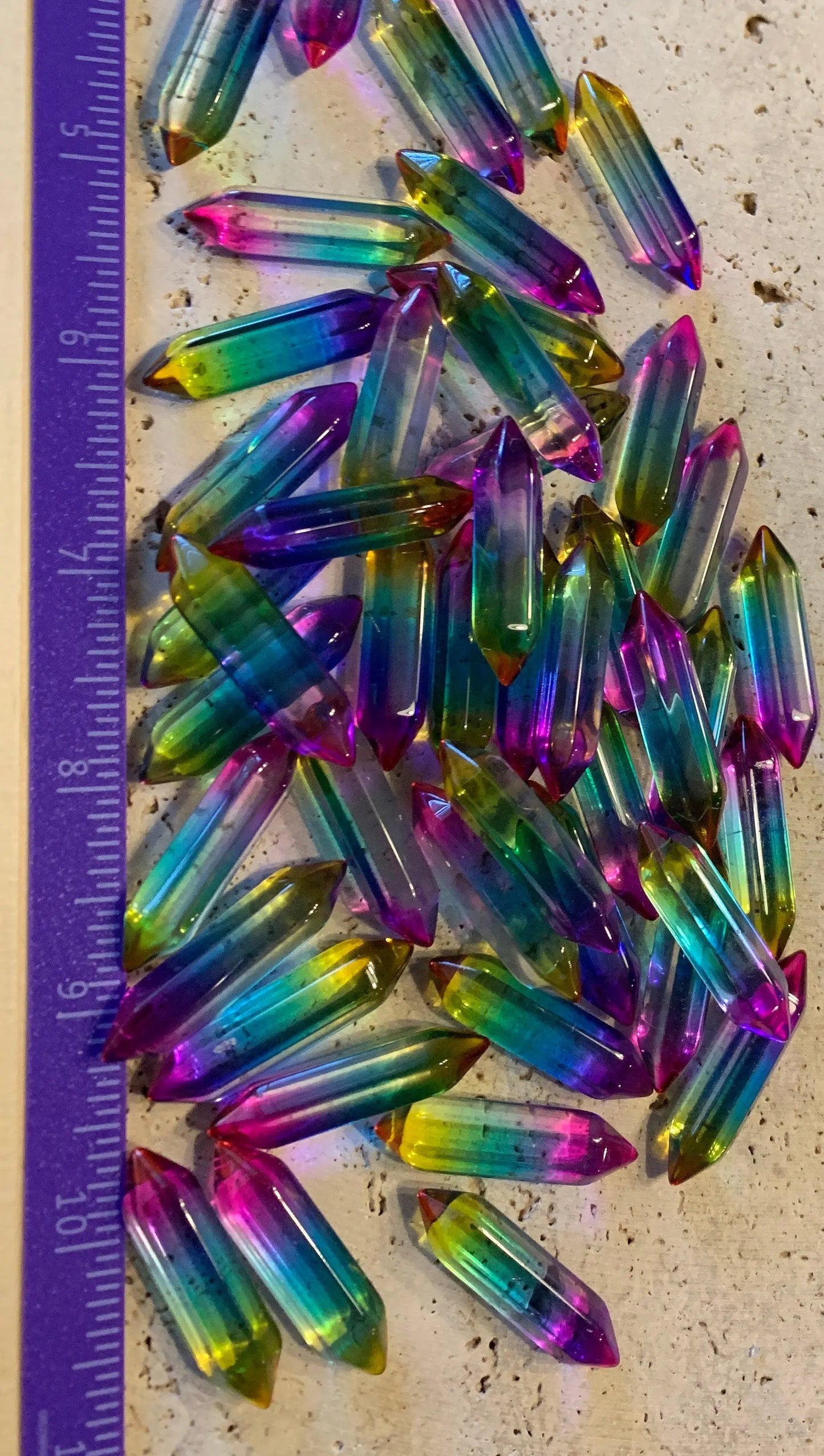 Rainbow Aura Quartz Double Terminated Crystal Point T-0011 Approx. 1 1/4” Shop Wholesale Crystals