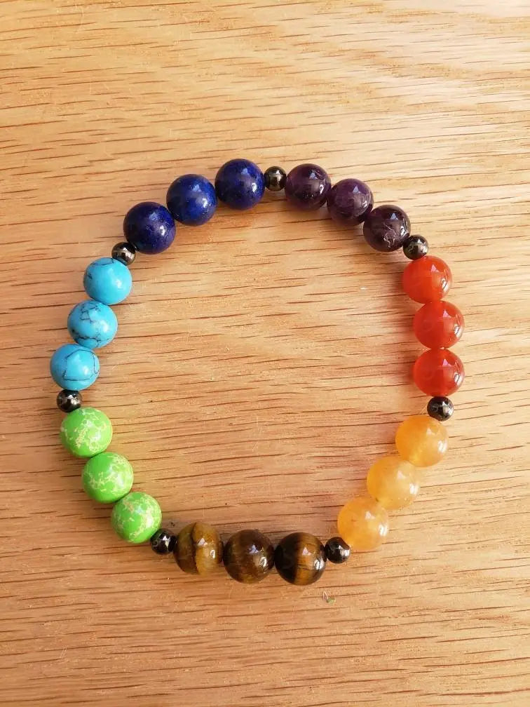 Colorful Chakra Bracelet with Hematite Beads BRC-0004 Shop Wholesale Crystals