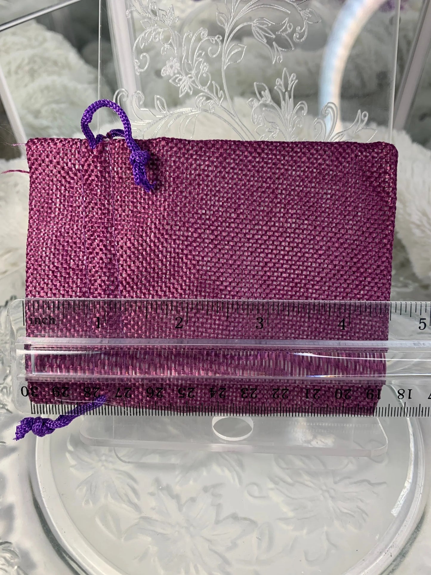 Purple Tweed drawstring Bag (Approx. 3 1/2" x 4 1/4") BAG-0012 Shop Wholesale Crystals