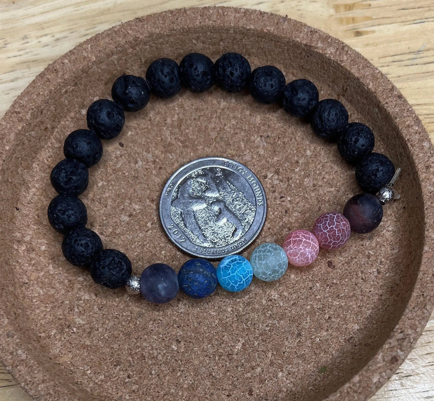 Gemstone Chakra Lava Bracelet 8mm BRC-0072 Shop Wholesale Crystals