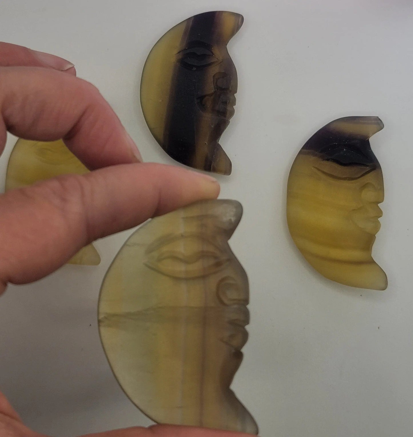 Yellow Fluorite Moon Carving (Approx. 1 5/8" - 2 1/2") 0065 Shop Wholesale Crystals