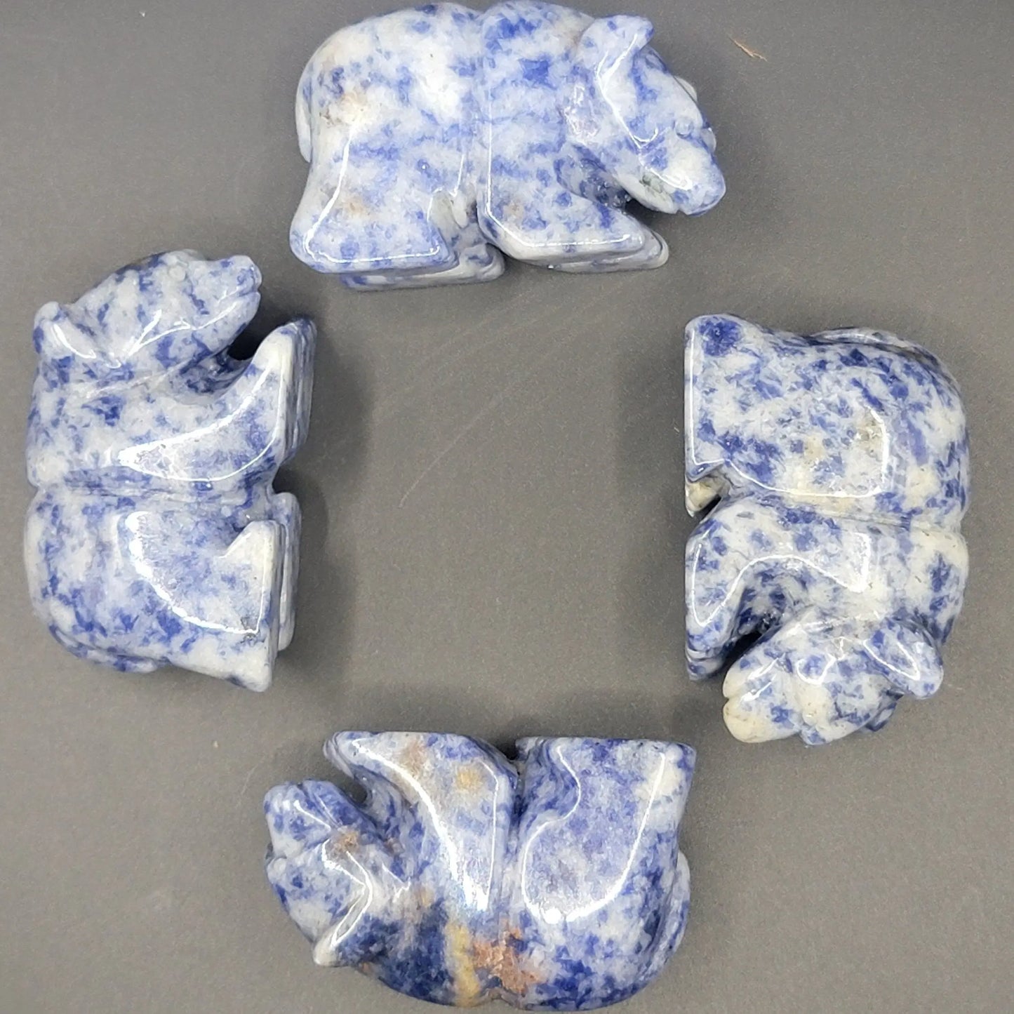 Blue Dot Stone Carved Bear (Approx. 2") 0046 Shop Wholesale Crystals