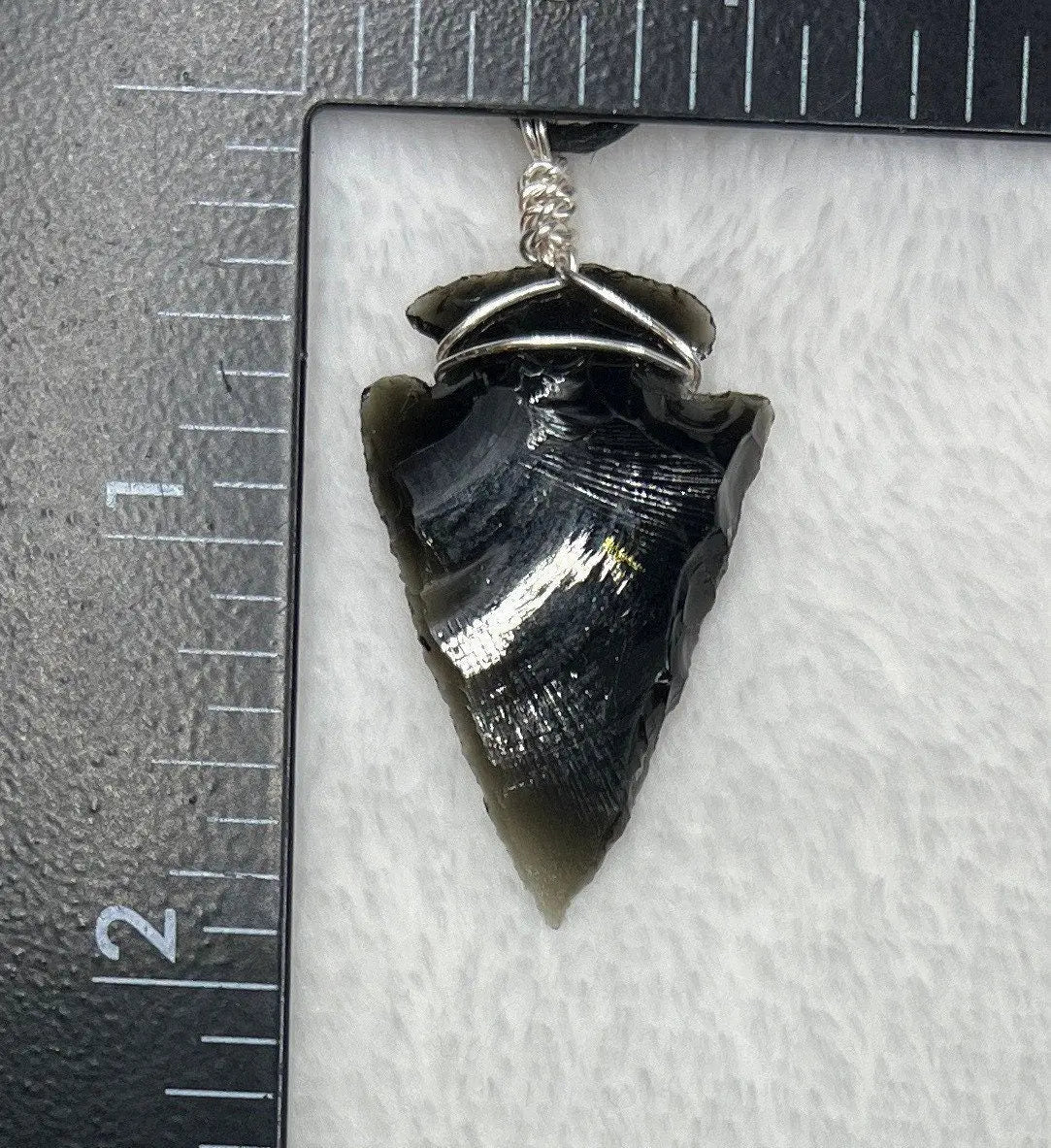 Black Obsidian Arrowhead Hand Made WIre Wrapped Necklace (Approx. 1 1/4" - 1 1/2") NCK-2394 Shop Wholesale Crystals