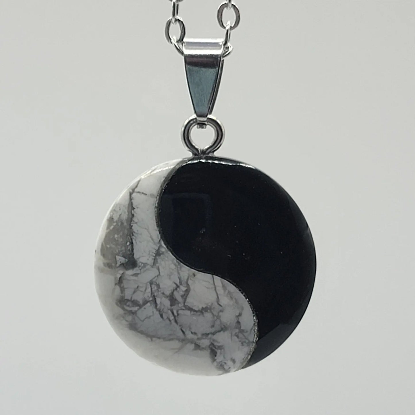 Yin and Yang, Tai Chi, Black Obsidian & White Howlite Necklace 1167 - Shop Wholesale Crystals