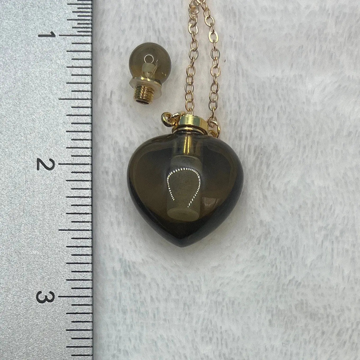 Smoky Quartz Heart Potion Bottle Necklace with screw on cap. NCK-2648 Shop Wholesale Crystals