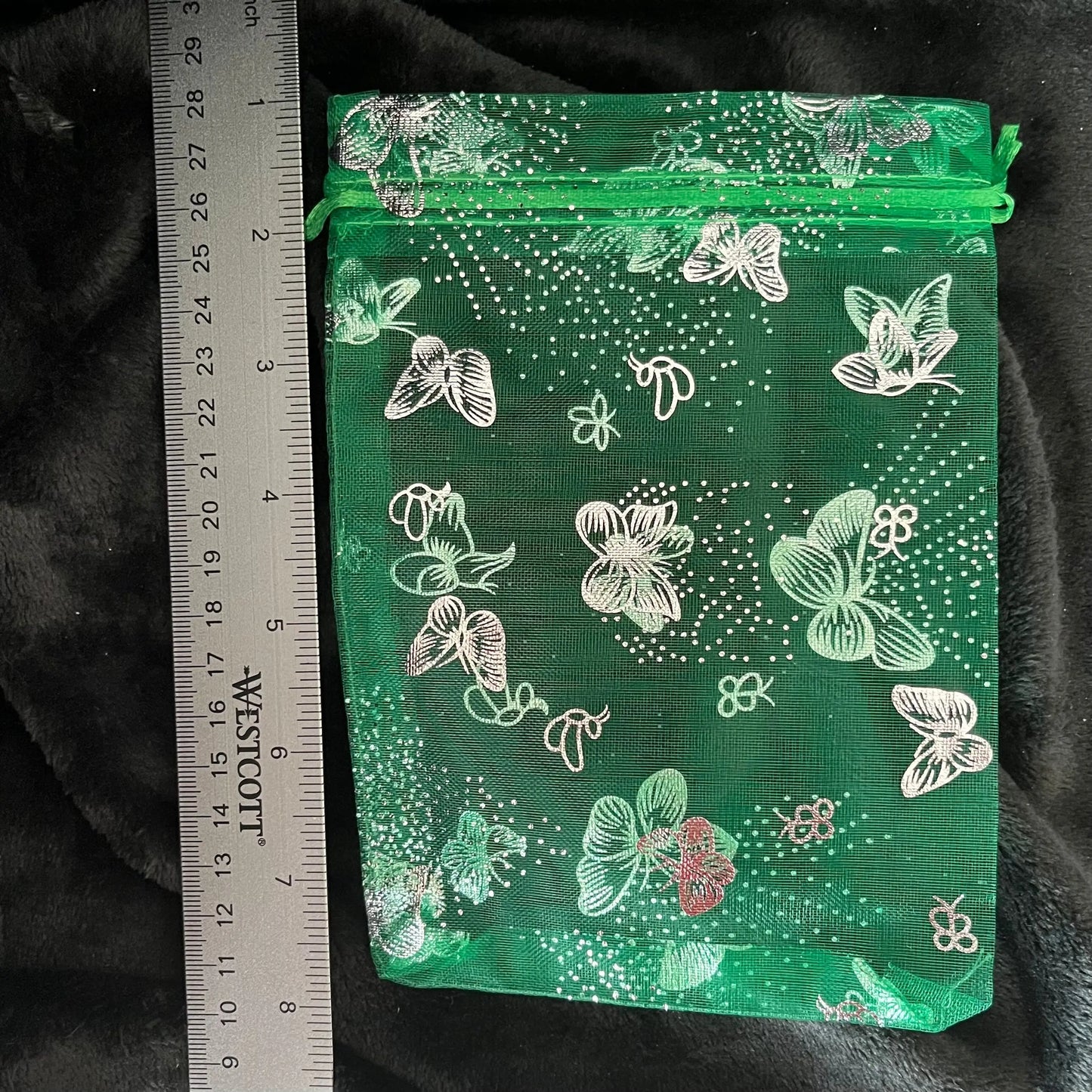 Green Metallic Butterfly Organza Drawstring Bag (Approx. 5”X7”) BAG-0056 Shop Wholesale Crystals