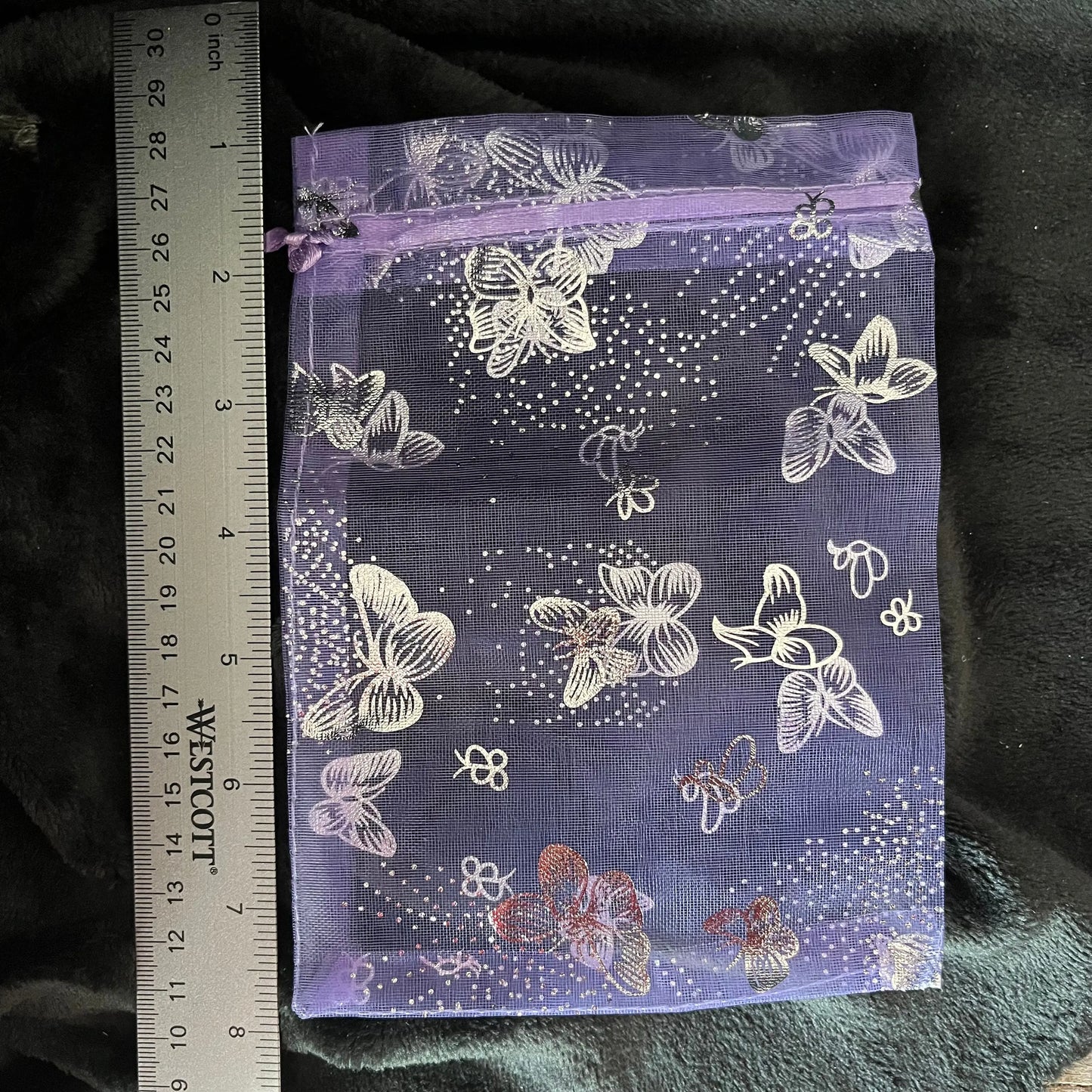 Light Purple Metallic Butterfly Organza Drawstring Bag (Approx. 5”X7”) BAG-0059 Shop Wholesale Crystals