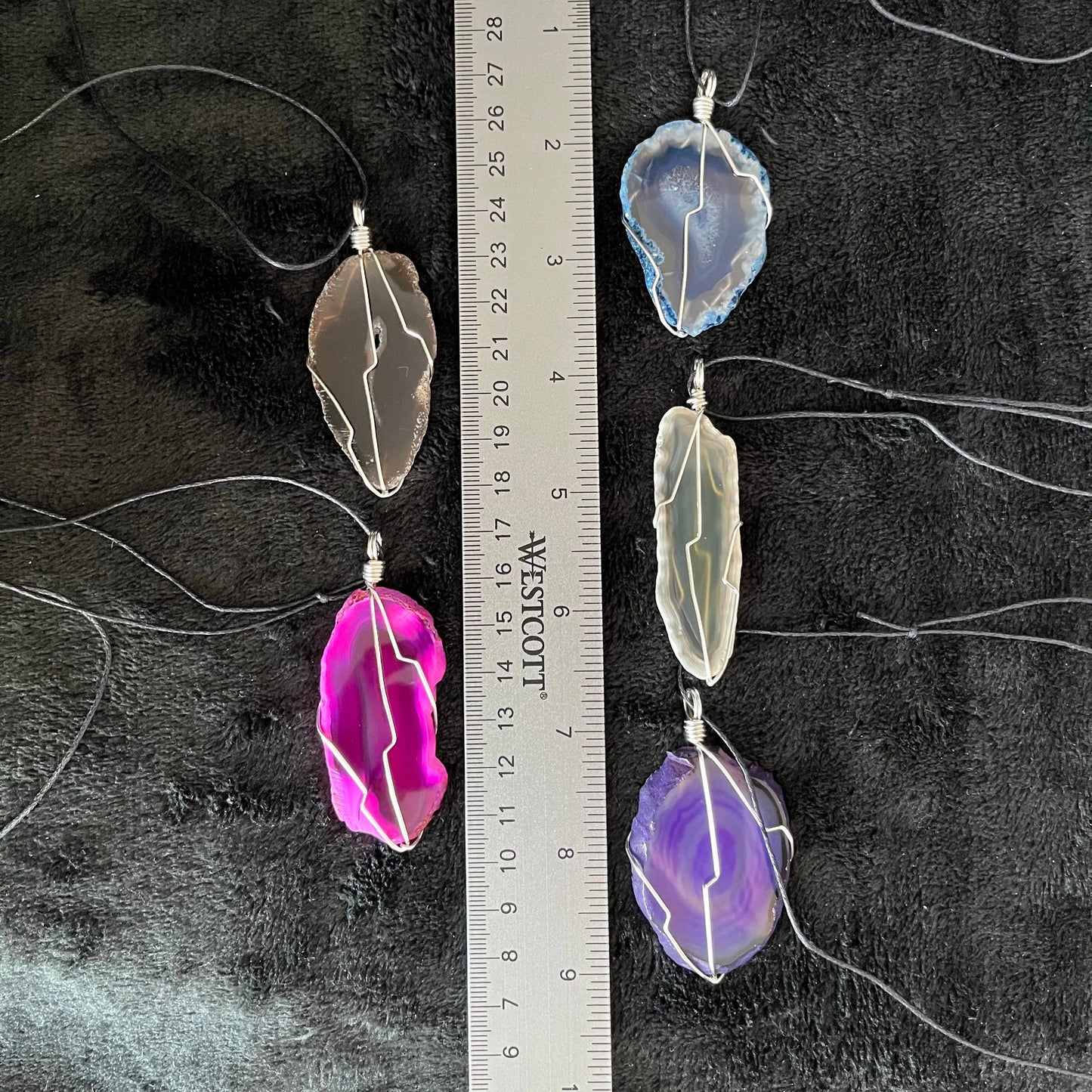 Agate Slice Wire Wrapped Necklace, Assorted Colors 1156 Shop Wholesale Crystals