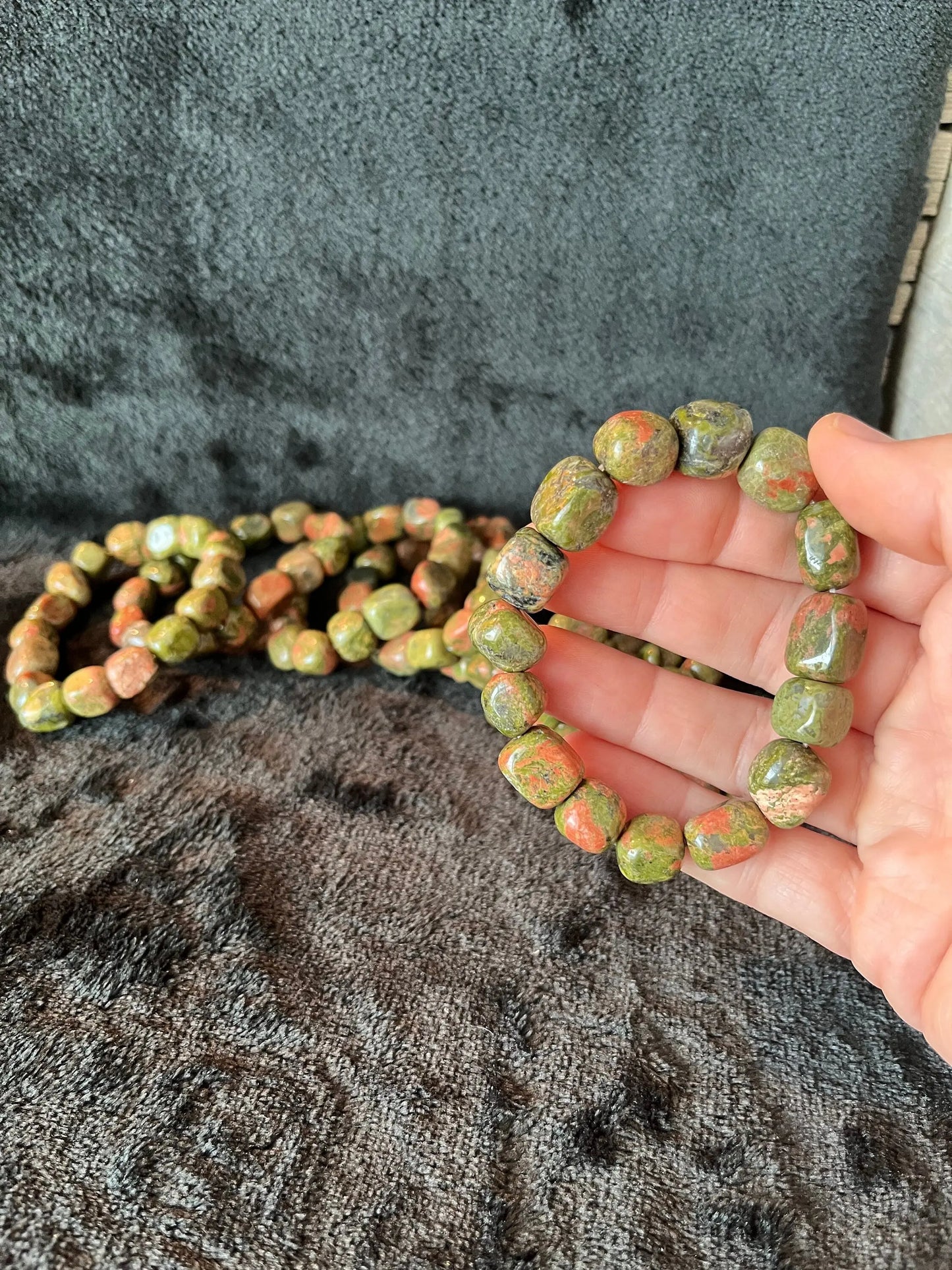 Unakite Jasper Chunky Pebble Bracelet BRC-O209 Shop Wholesale Crystals