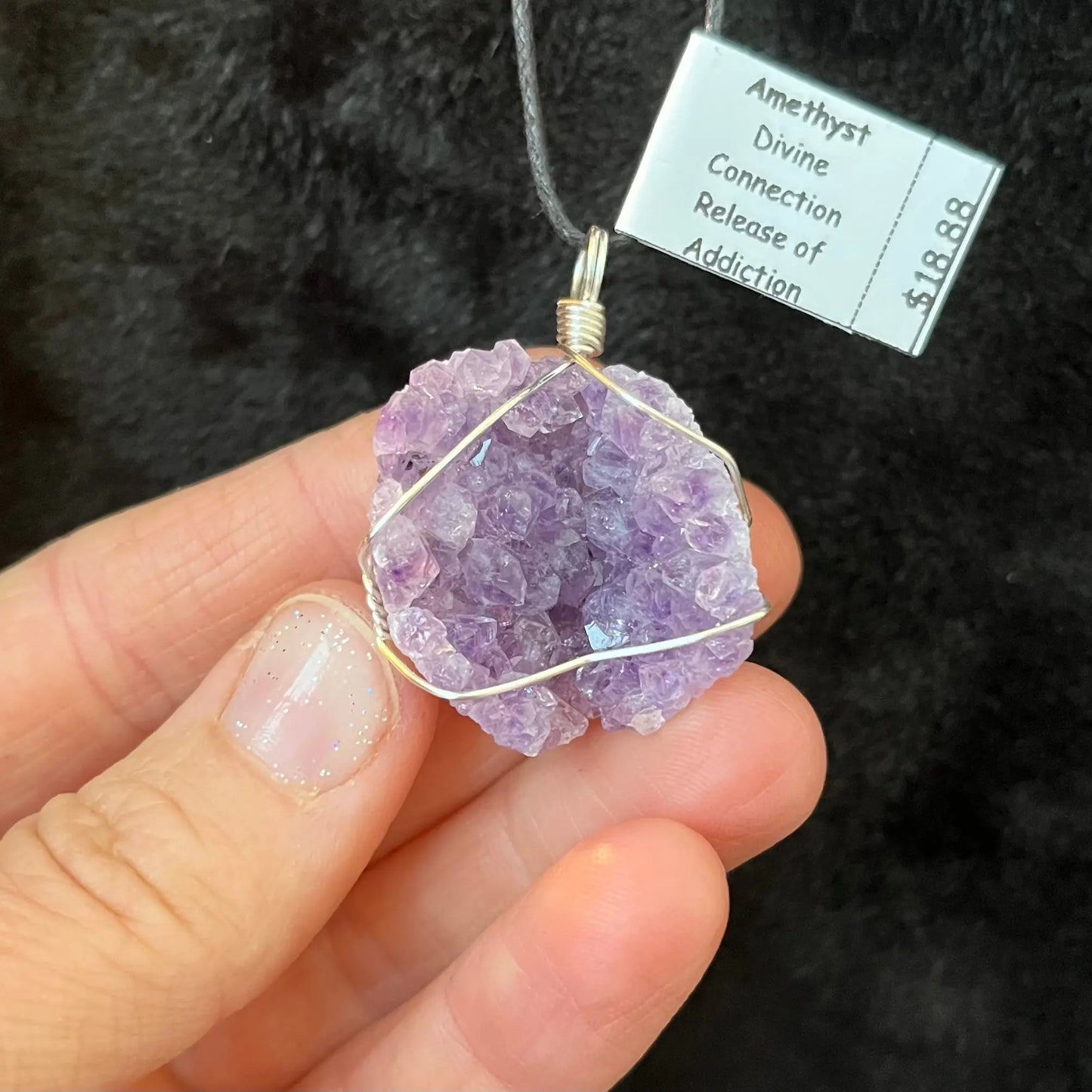 Amethyst Druzy Wire Wrapped Necklace WN-0181 - Shop Wholesale Crystals