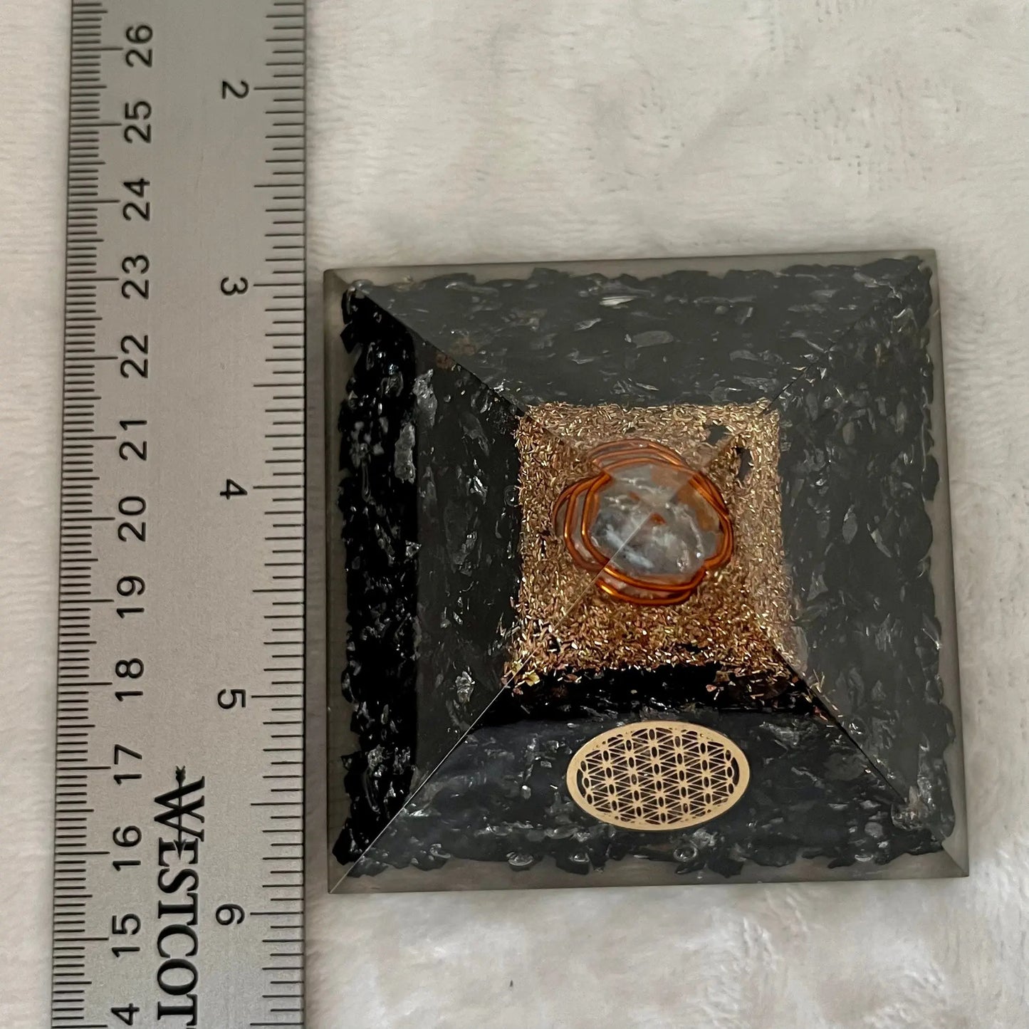 Black Obsidian Flower of Life Orgonite Pyramid WP-0005 - Shop Wholesale Crystals