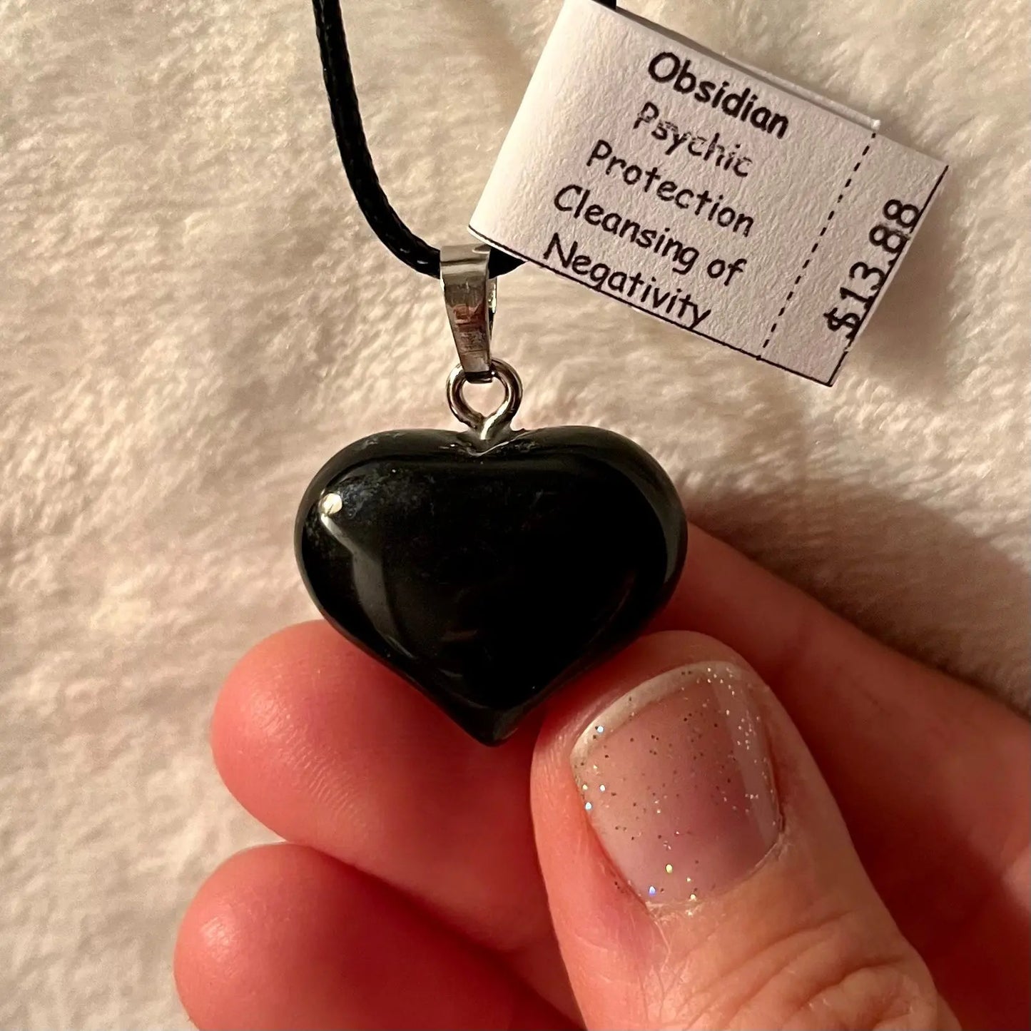 Black Obsidian Puffy Heart Necklace WN-0264 - Shop Wholesale Crystals