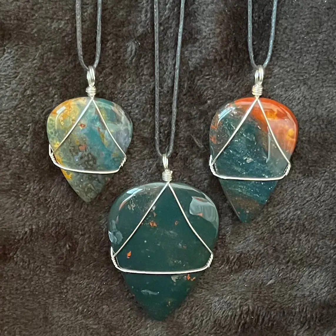 Bloodstone Wire Wrapped Necklace WN-0183 - Shop Wholesale Crystals
