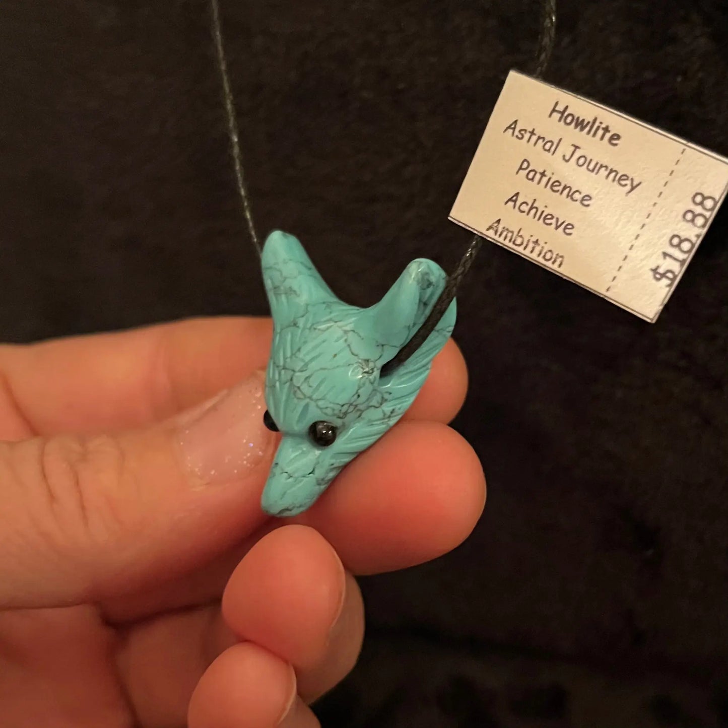 Blue Howlite Wolf Necklace WN-0148 - Shop Wholesale Crystals