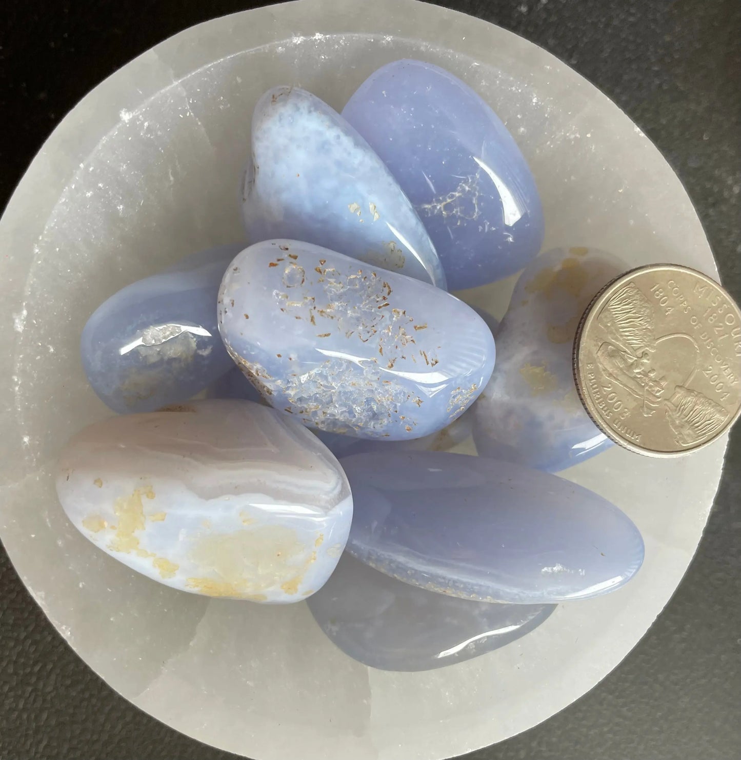 Blue Lace Agate #1 Tumbled Stone, 1 Pound Bag (Approx. 10-15 mm) WT-0024-B - Shop Wholesale Crystals