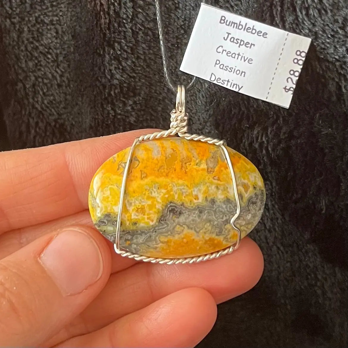 Bumblebee Jasper Wire Wrapped Necklace WN-0128 - Shop Wholesale Crystals