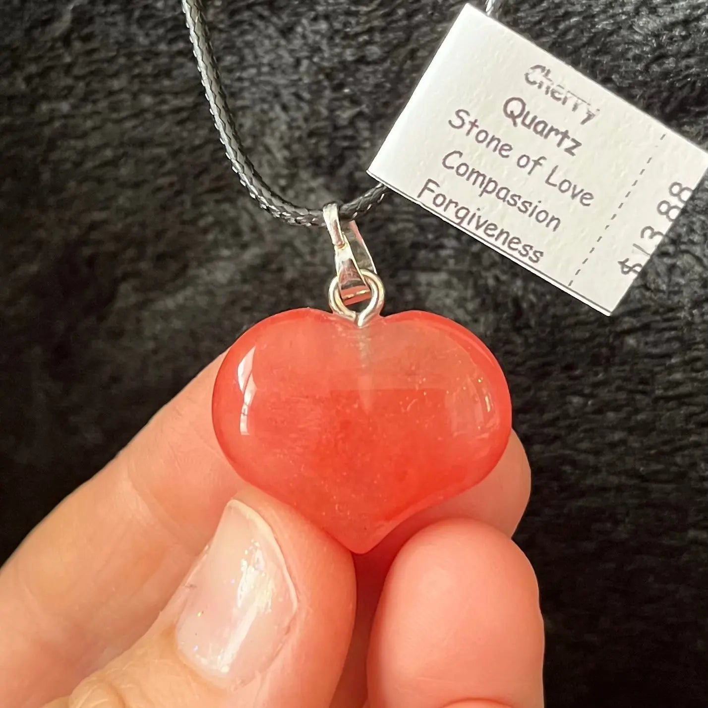 Cherry Quartz Puffy Heart Necklace WN-0252 - Shop Wholesale Crystals