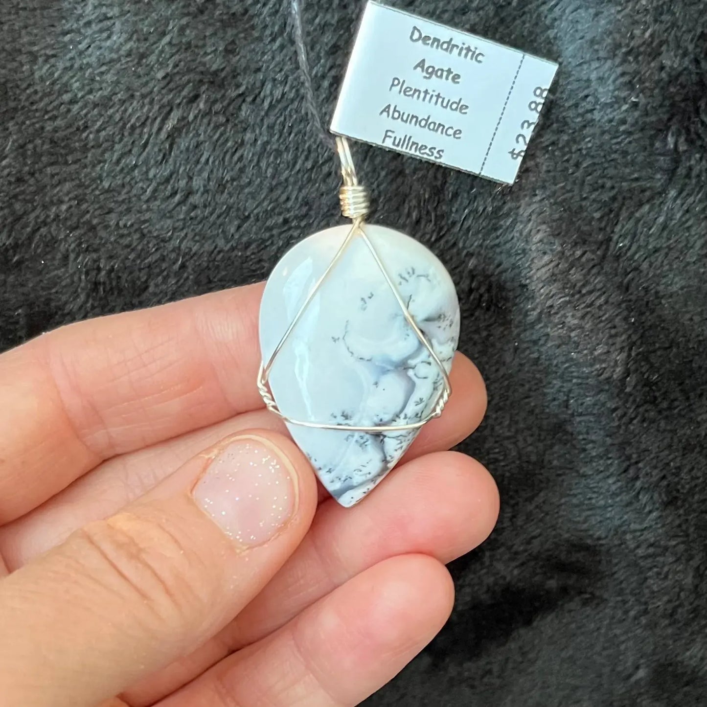 Dendritic Agate Wire Wrapped Necklace WN-0174 - Shop Wholesale Crystals