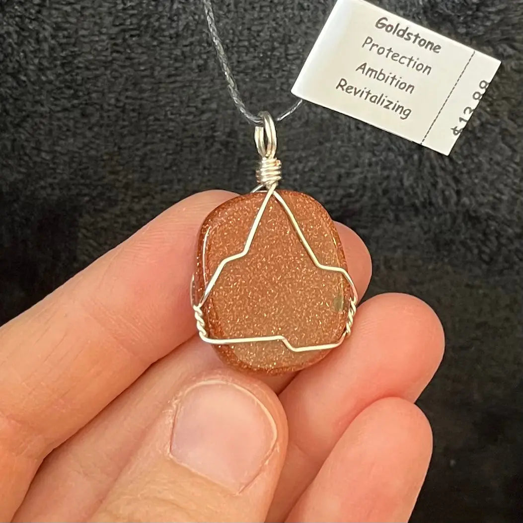 Goldstone Wire Wrapped Necklace WN-0102 - Shop Wholesale Crystals
