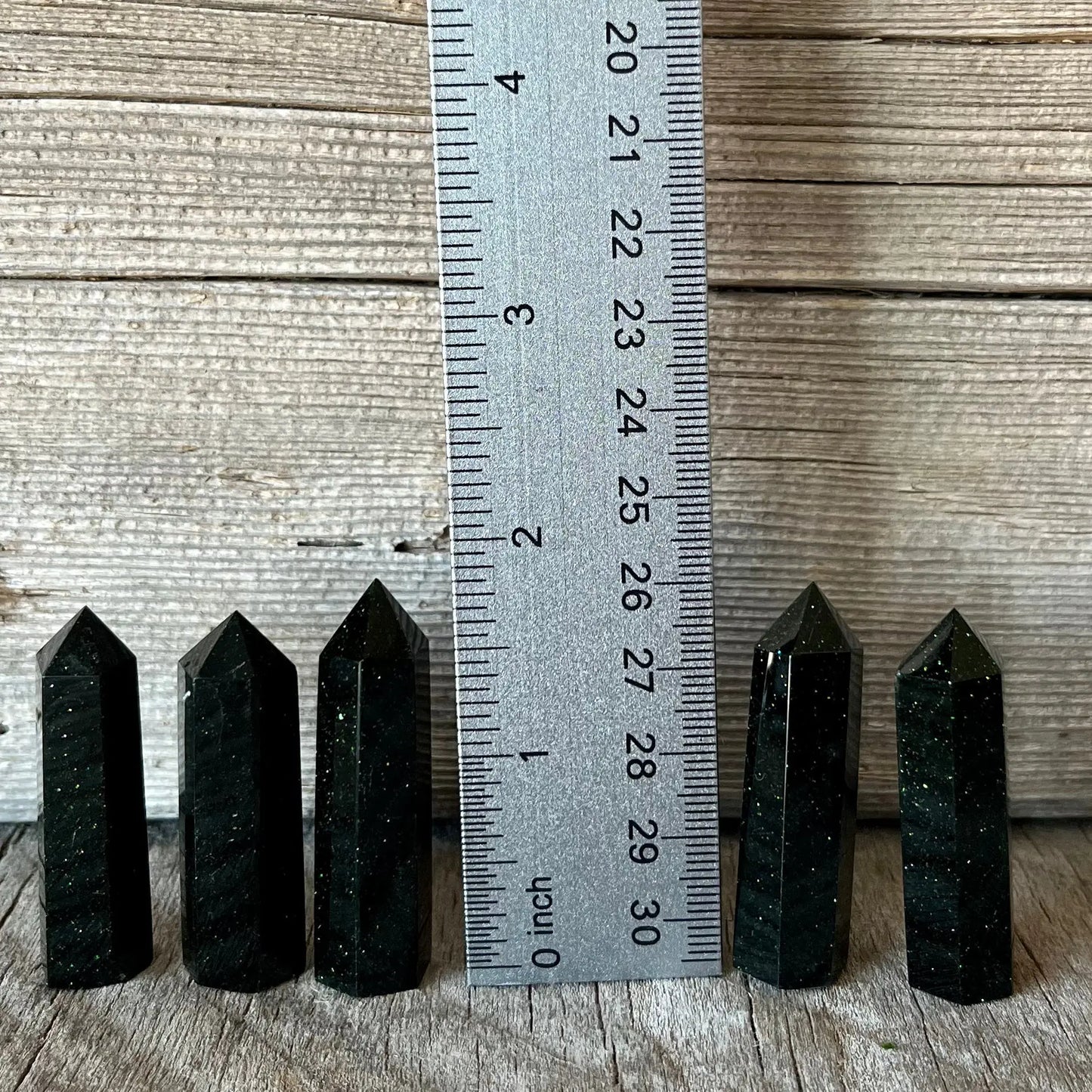 Green Goldstone Small Obelisk, Package of 5 (Approx. 1 3/4”) WO-0019 - Shop Wholesale Crystals