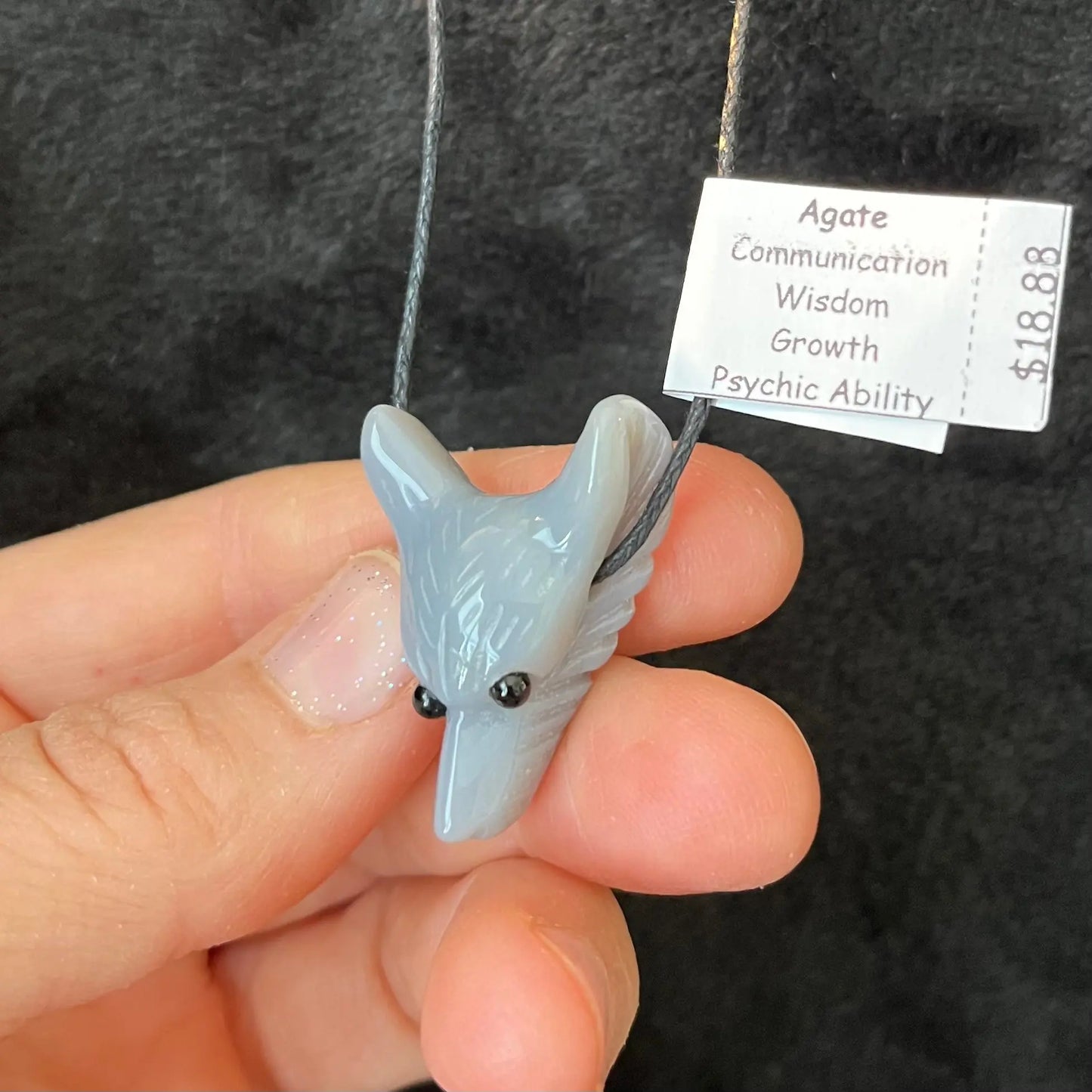 Grey Agate Wolf Necklace WN-0146 - Shop Wholesale Crystals