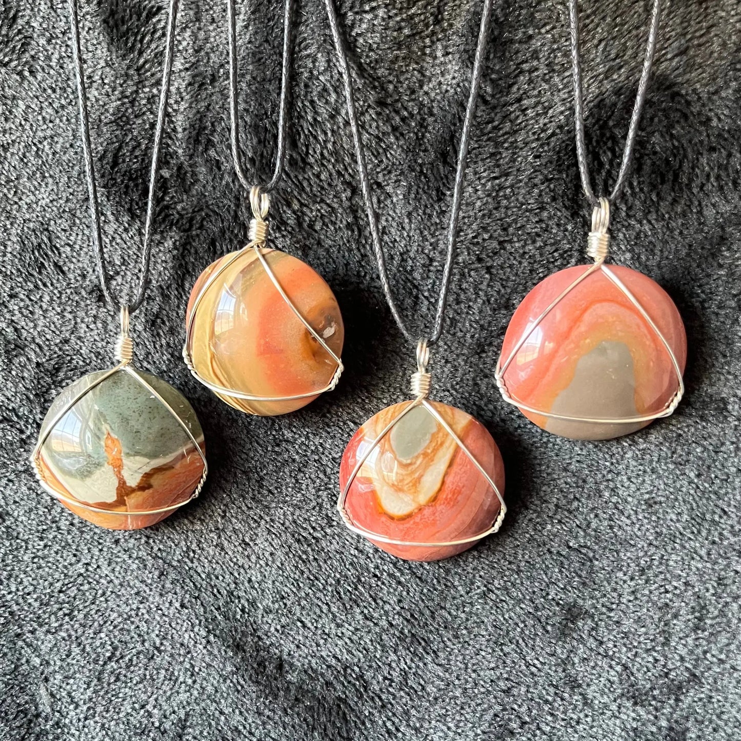 Mookaite Jasper Wire Wrapped Necklace WN-0244 - Shop Wholesale Crystals