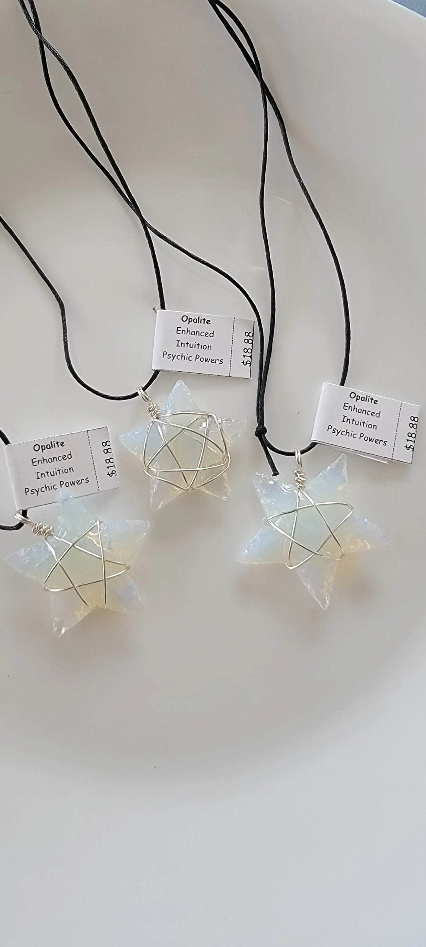 Opalite Knapped Star Wire Wrapped Necklace, Handmade WN-0003 - Shop Wholesale Crystals